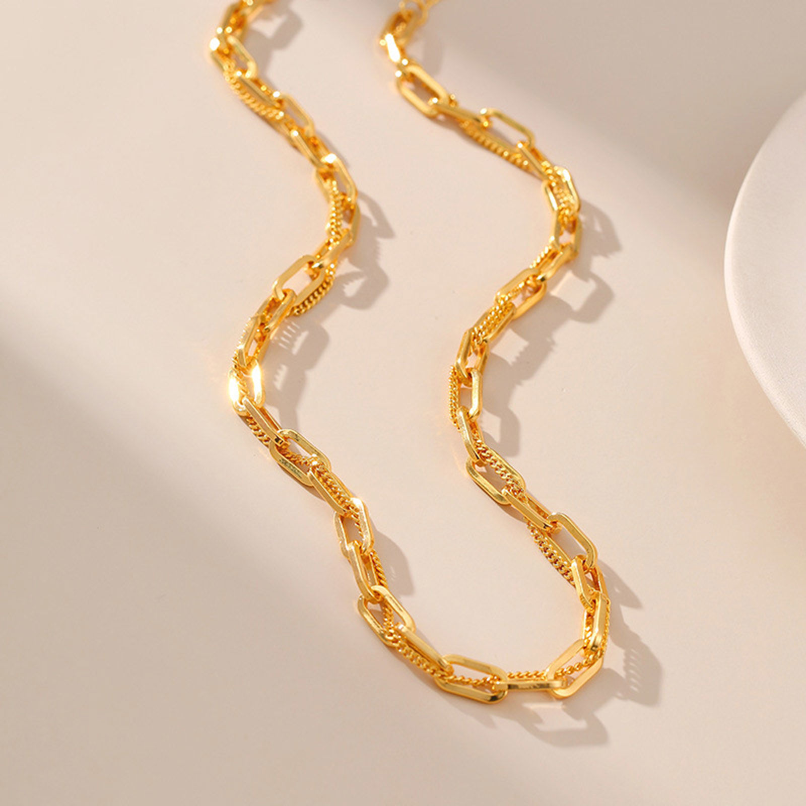Picture of Eco-friendly Vacuum Plating Stylish Simple 18K Real Gold Plated Copper Link Chain Necklace For Women Party
