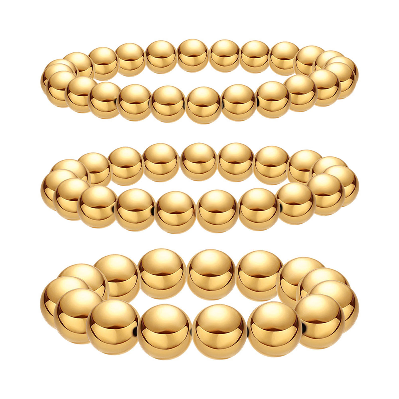 Picture of Eco-friendly Vacuum Plating Stylish Simple 18K Real Gold Plated Copper Ball Elastic Dainty Bracelets Delicate Bracelets Beaded Bracelet Unisex Party
