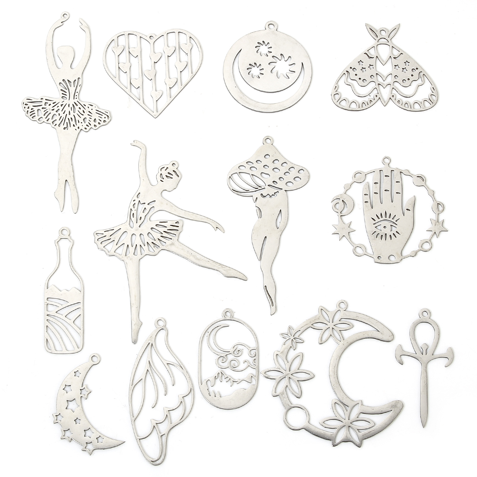 Picture of 304 Stainless Steel Insect Pendants Silver Tone Butterfly Animal Wing Hollow