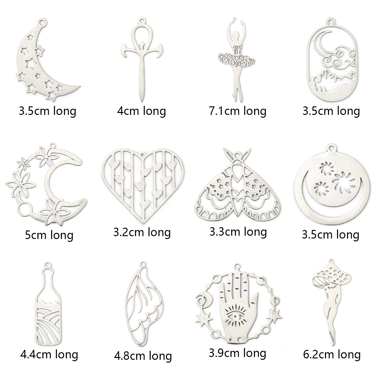 Picture of 304 Stainless Steel Insect Pendants Silver Tone Butterfly Animal Wing Hollow