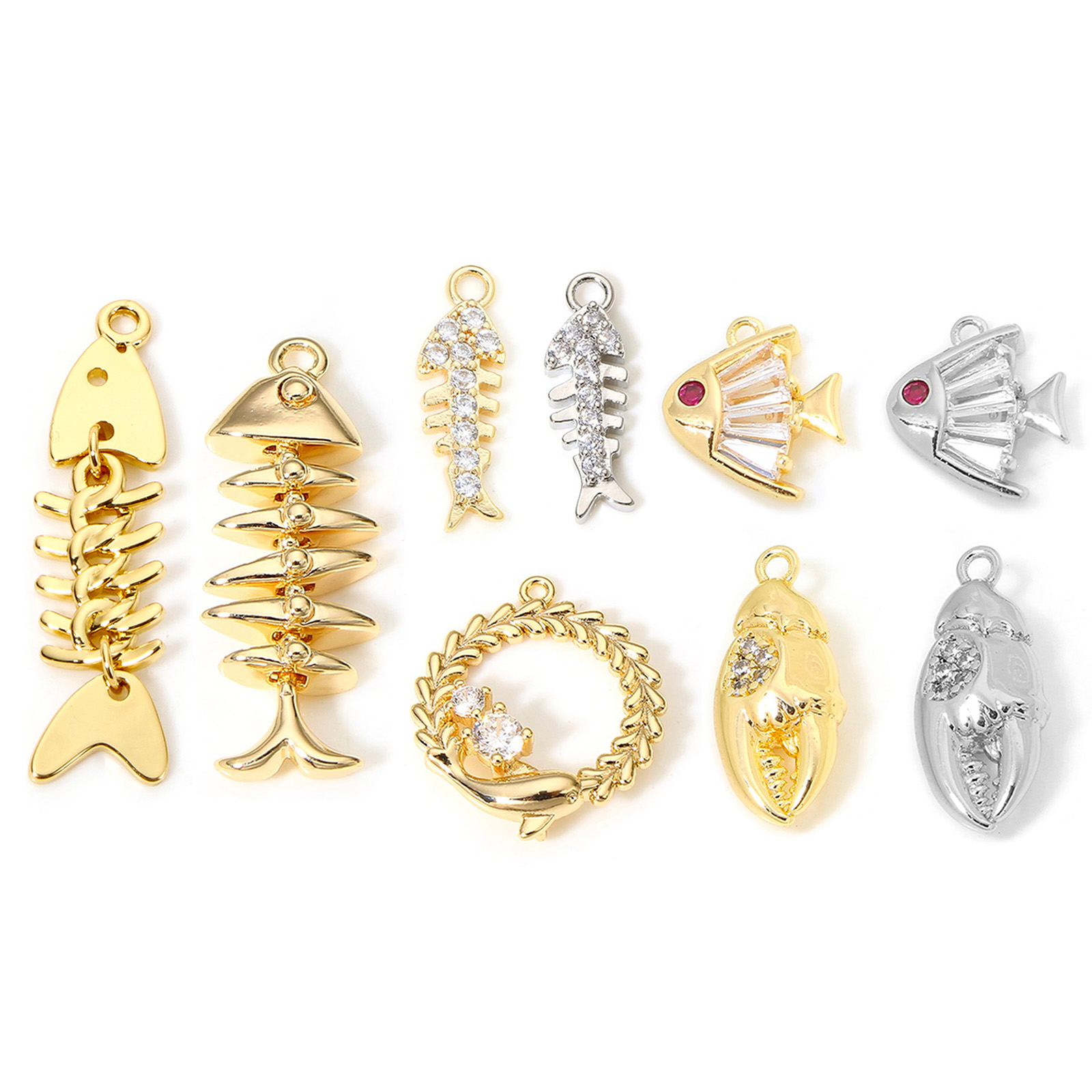 Image de 1 Pièce Connecteurs Pendentifs Breloques Bijoux d'Océan en Laiton Plaqué Or Véritable