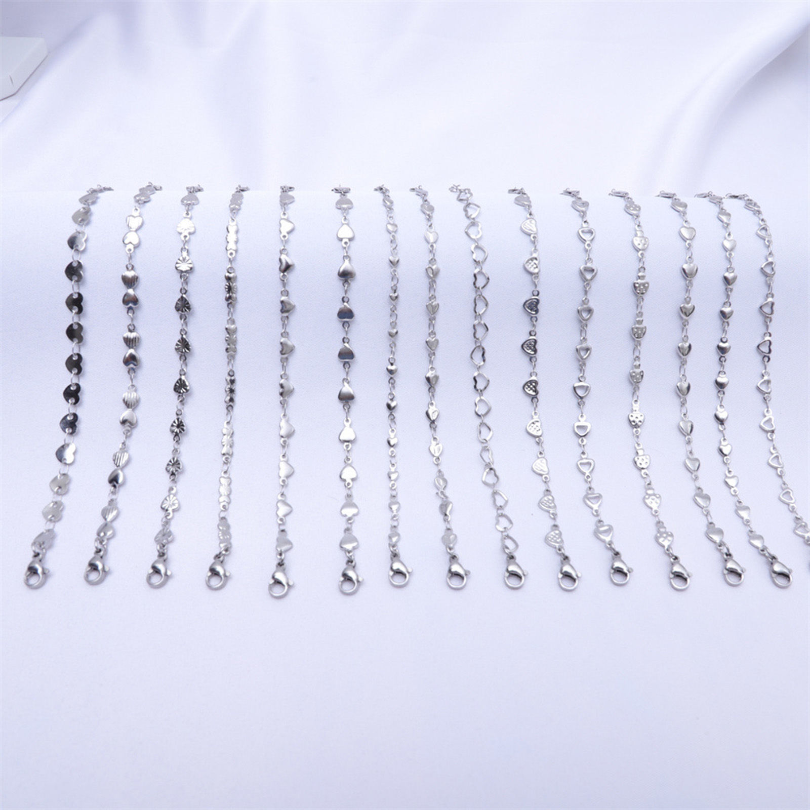 Picture of Eco-friendly 304 Stainless Steel Ins Style Handmade Link Chain Anklet Silver Tone Hollow Heart