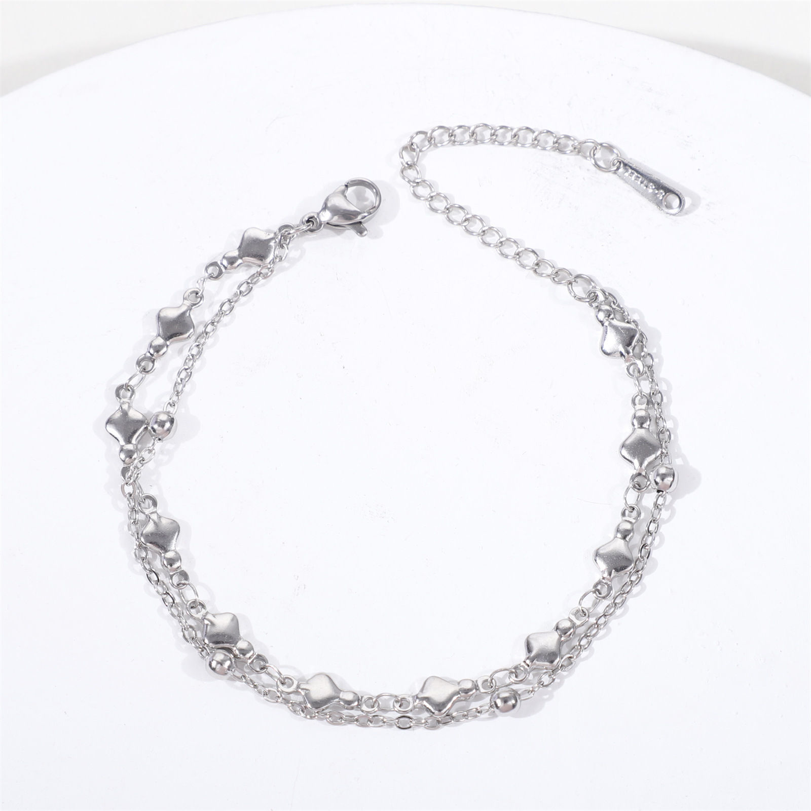 Picture of Eco-friendly 304 Stainless Steel Ins Style Ball Chain Multilayer Layered Anklet Silver Tone Oval