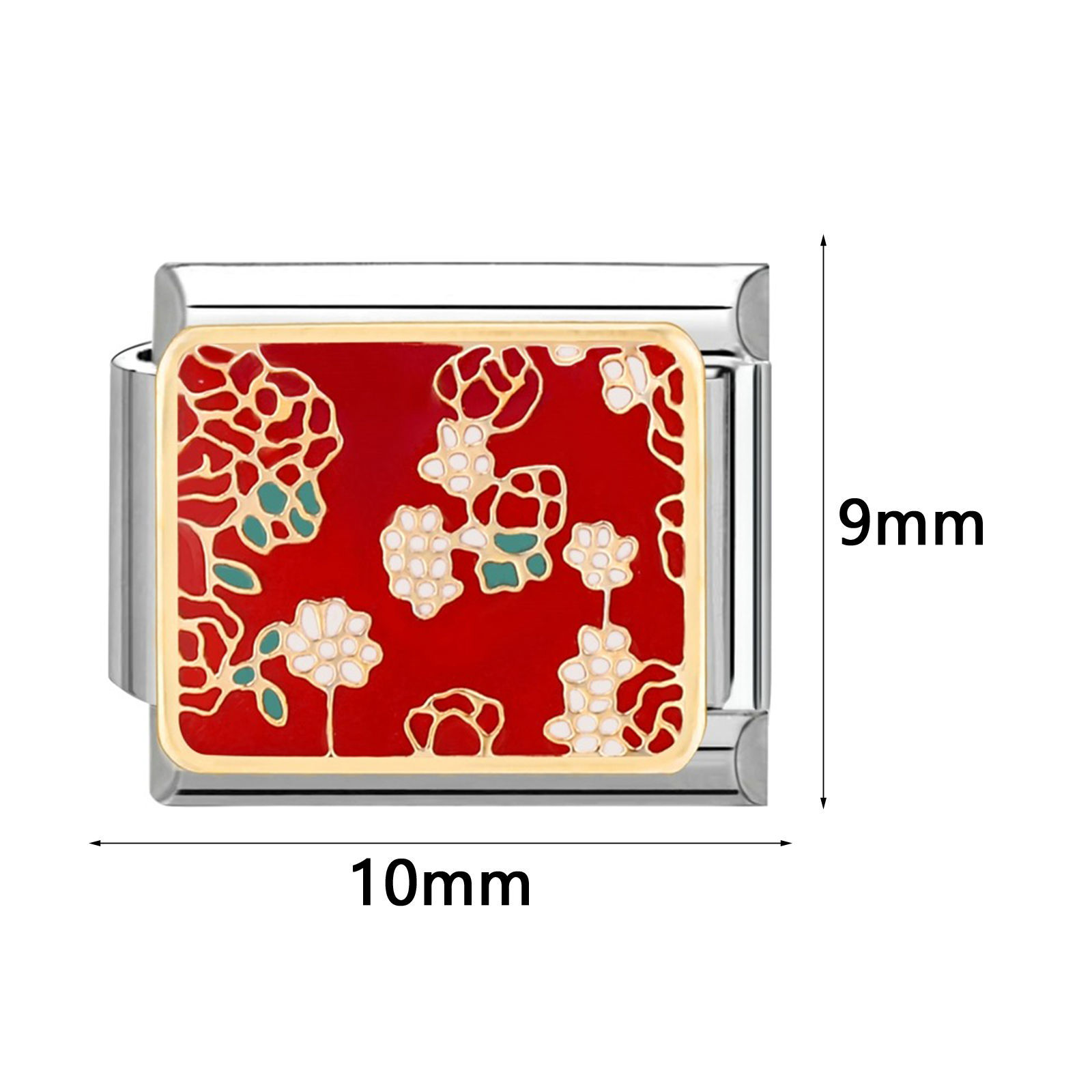 Image de 1 Pièce Bracelet à Maillons Breloques Italiens Accessories de Fabrication de Bracelets Bijoux DIY en 304 Acier Inoxydable Argent Mat Rectangle 10mm x 9mm