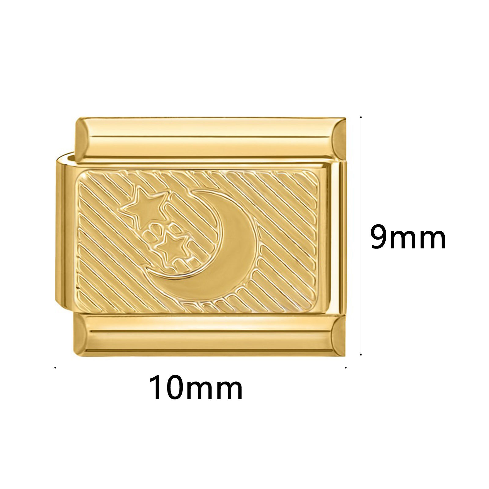 Picture of 304 Stainless Steel Italian Charm Links For DIY Bracelet Jewelry Making Gold Plated Rectangle 10mm x 9mm