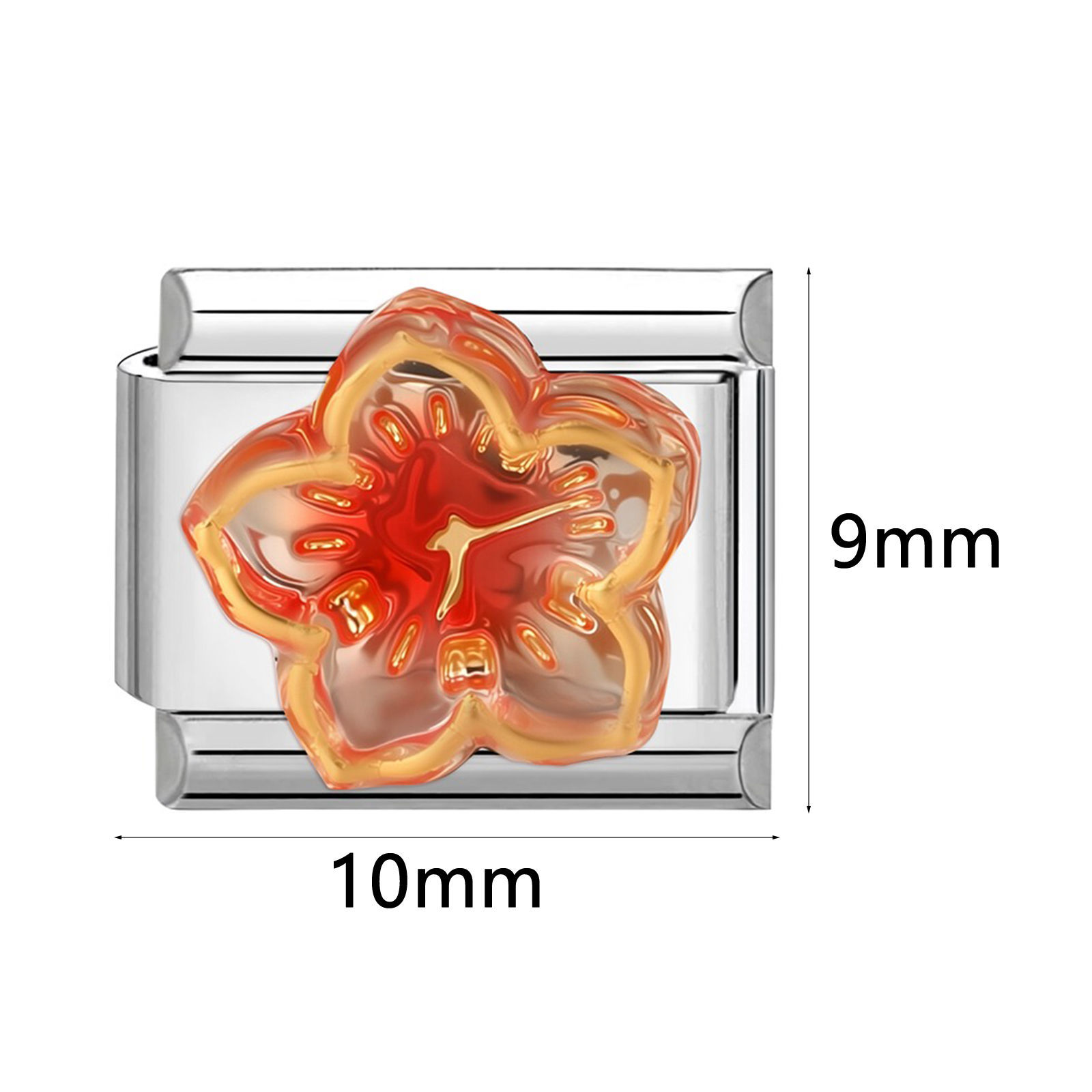 Picture of 304 Stainless Steel Italian Charm Links For DIY Bracelet Jewelry Making Silver Tone Rectangle 10mm x 9mm