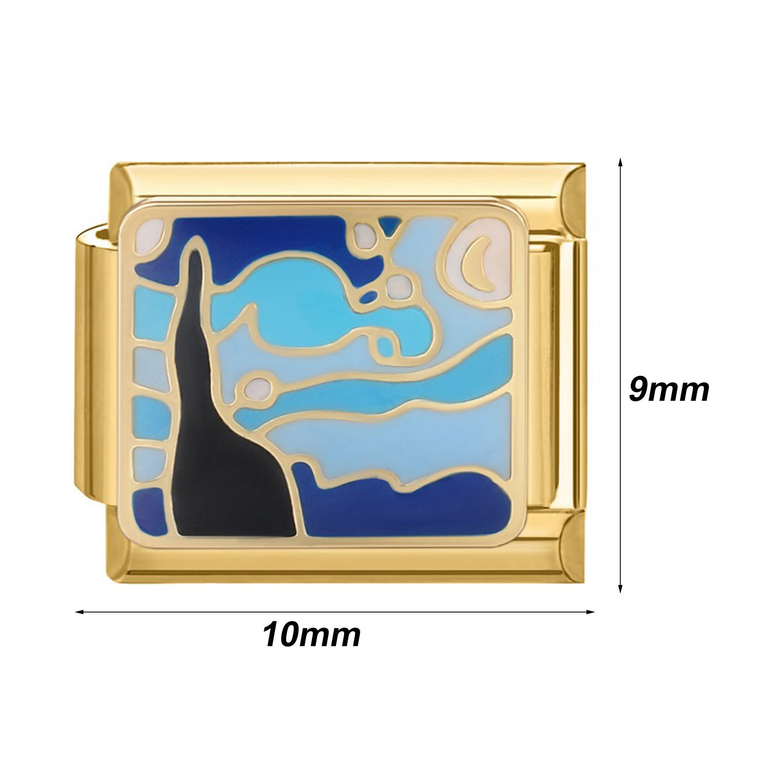 1 個 304ステンレス鋼 ペンダント チャーム イタリアンリンク ブレスレット作り DIY ハンドメイド ジュエリーアクセサリー 金メッキ 長方形 漫画の画像 10mmx 9mm、 の画像