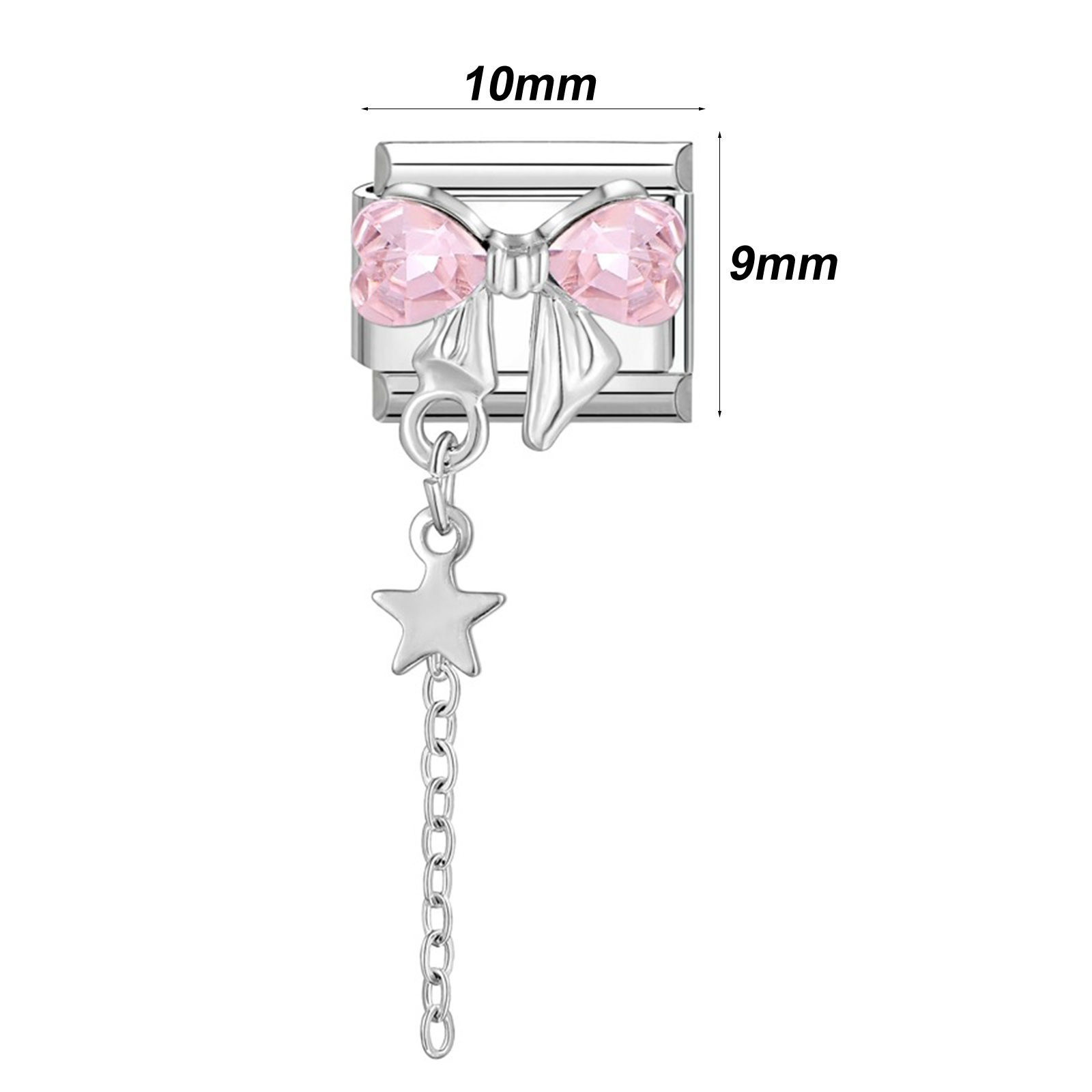 Immagine di 1 Pz 304 Acciaio Inossidabile Bracciale con Charm Italiano a Maglie, Creazione di Gioielli Fai-da-te Tono Argento Nappine Cravatta a Farfalla 10mm x 9mm