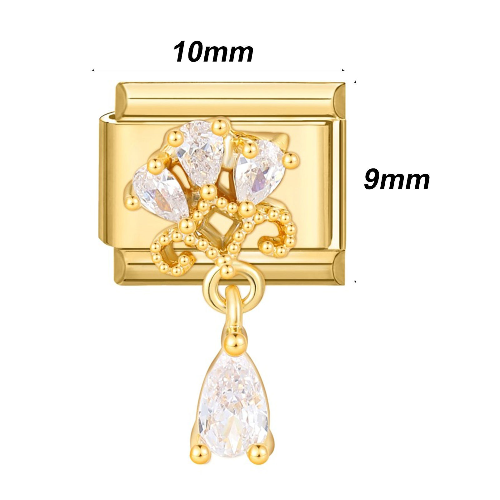 Immagine di 1 Pz 304 Acciaio Inossidabile Bracciale con Charm Italiano a Maglie, Creazione di Gioielli Fai-da-te Oro Placcato Rettangolo 10mm x 9mm