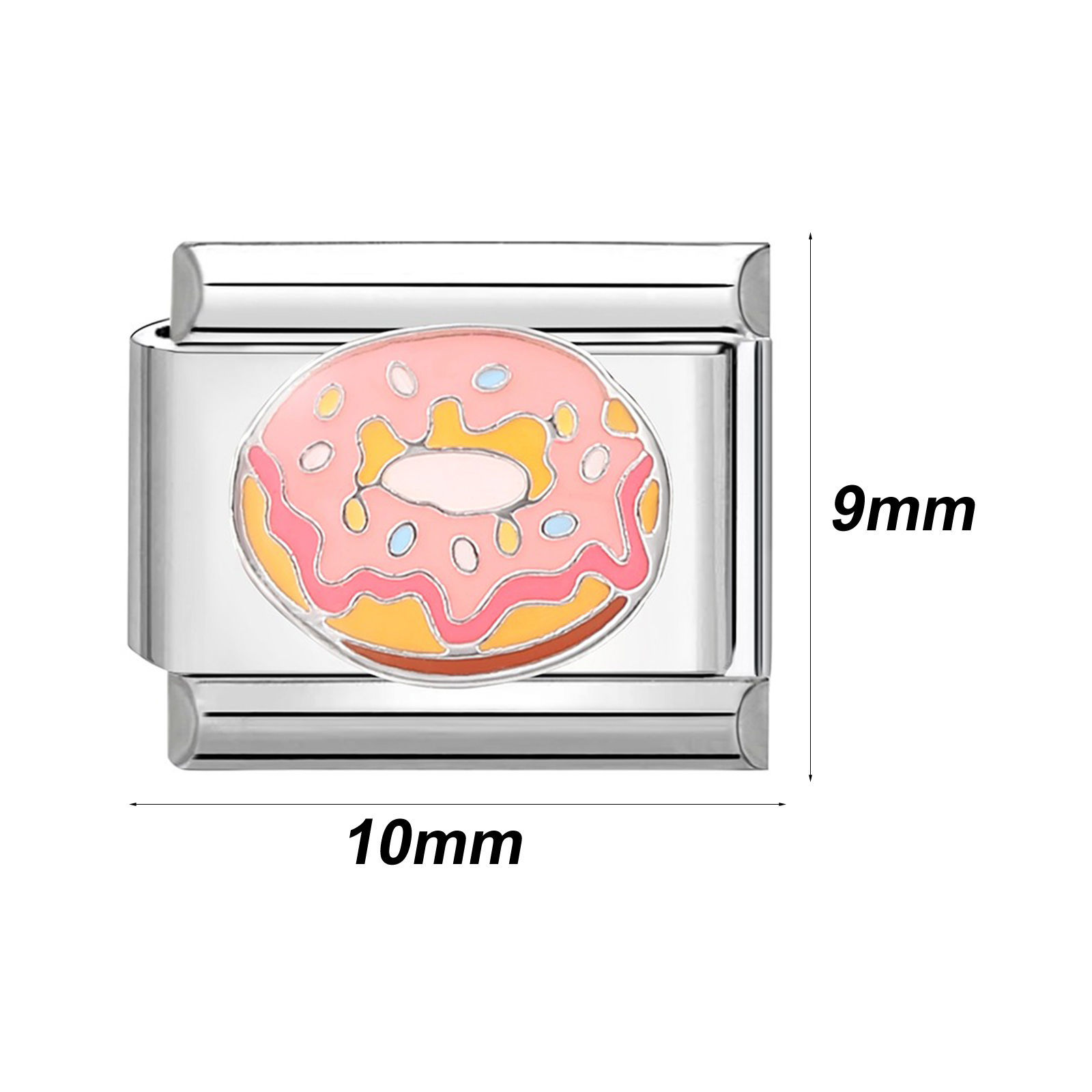 Immagine di 1 Pz 304 Acciaio Inossidabile Bracciale con Charm Italiano a Maglie, Creazione di Gioielli Fai-da-te Tono Argento Multicolore Rettangolo 10mm x 9mm