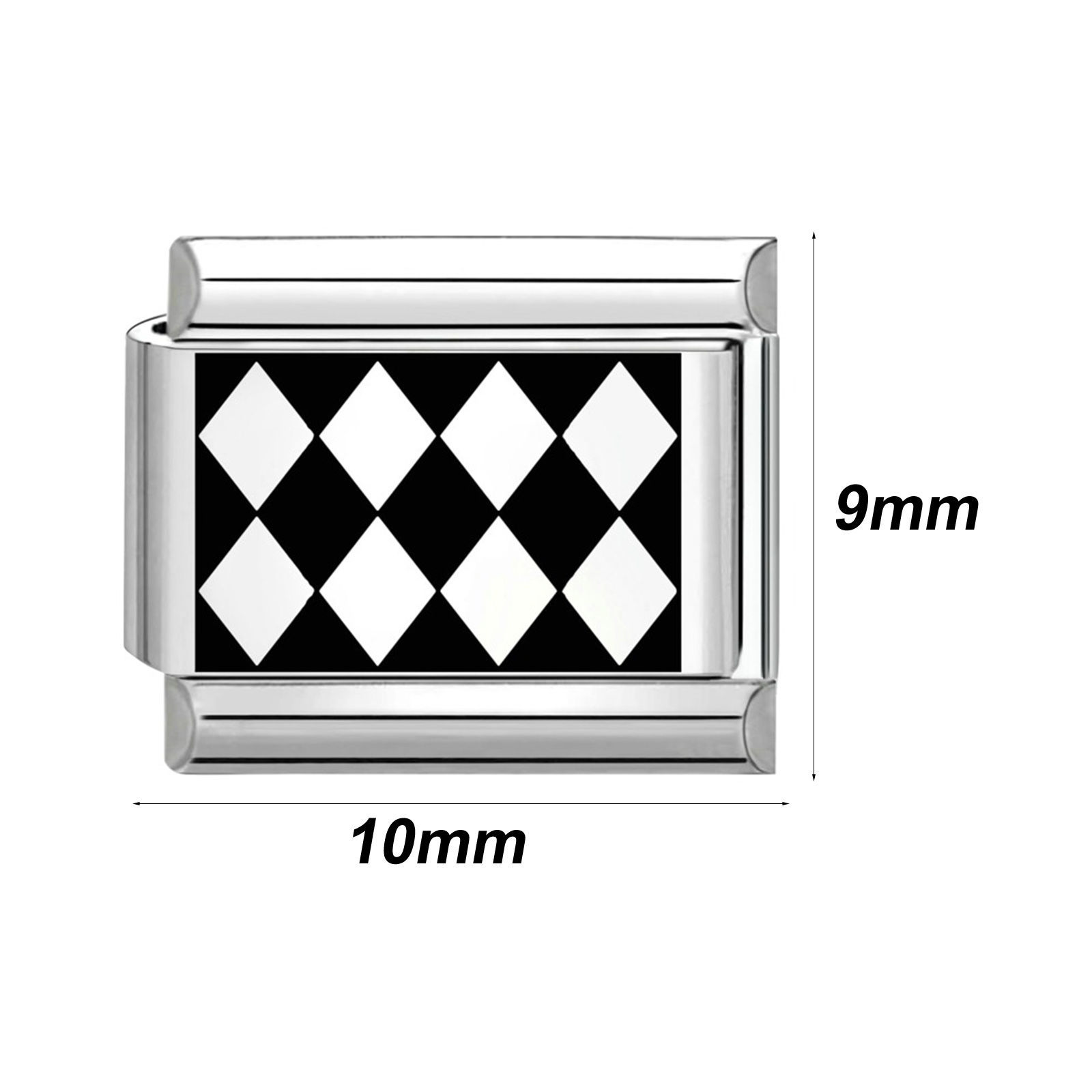 Immagine di 1 Pz 304 Acciaio Inossidabile Bracciale con Charm Italiano a Maglie, Creazione di Gioielli Fai-da-te Tono Argento Multicolore Rettangolo 10mm x 9mm