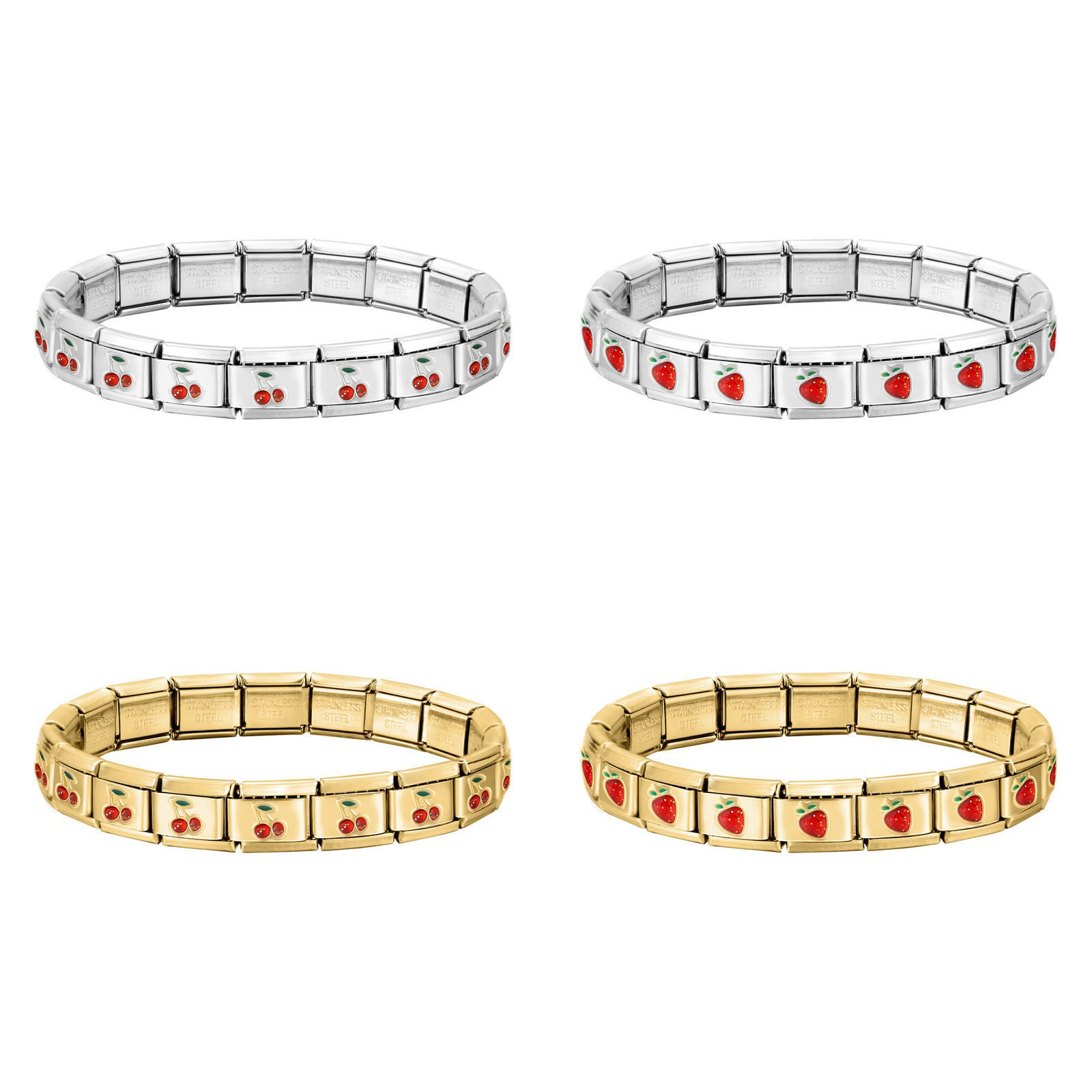 Picture of 304 Stainless Steel Italian Charm Links Modular Bracelets, Simple & Casual Cute Detachable, For Women Gift 18cm(7.1") long