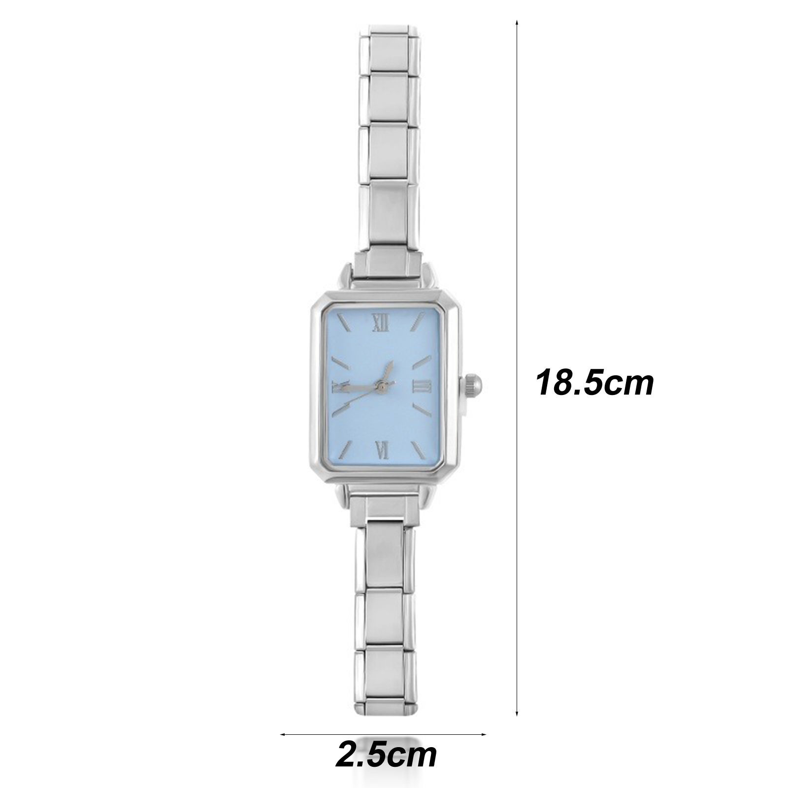 Picture of 304 Stainless Steel Italian Charm Links Modular Wrist Watch, Stylish & Casual Octagon Unisex Gift 18.5cm(7 2/8") long