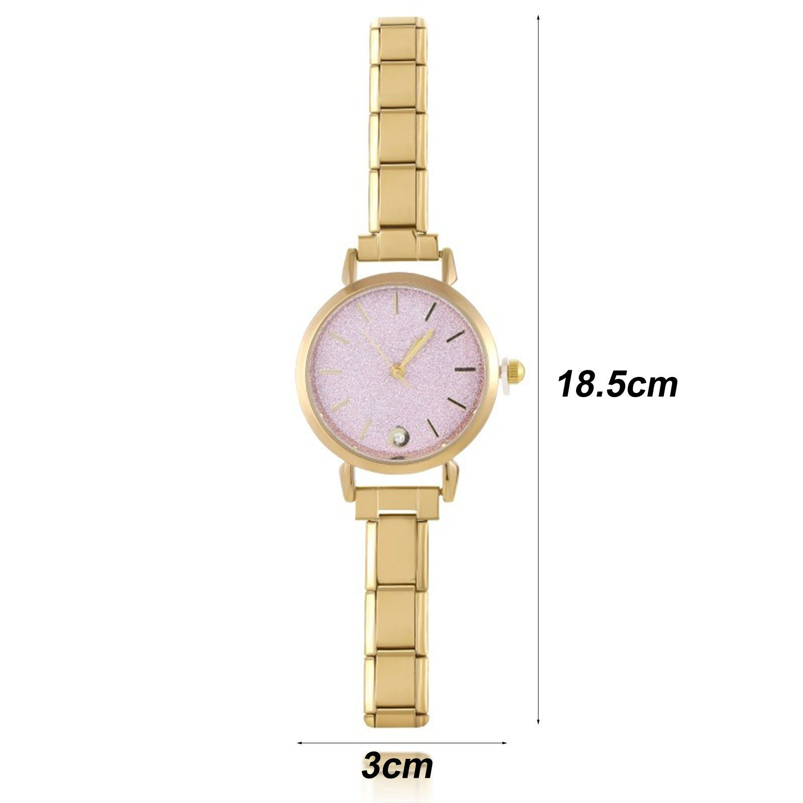 Imagen de 1 Unidad 304 Acero Inoxidable Elegante Reloj de Pulsera Modular de Enlace de Encanto Italiano Chapado en Oro Ronda Con la Batería 18.5cm longitud