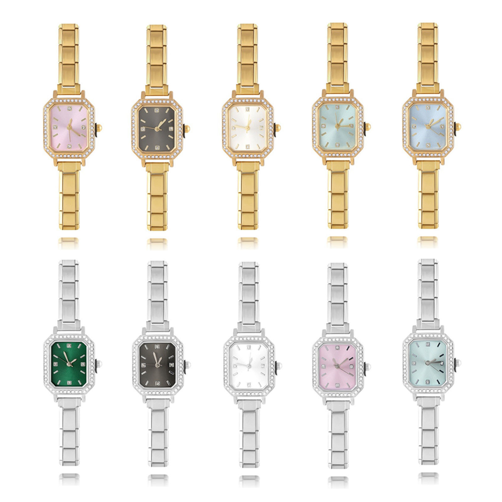 1 本 304ステンレス鋼 イタリアンチャームリンクモジュール式腕時計、 おしゃれでカジュアル 八辺形 ユニセックス 男女兼用 プレゼント 18.5cm 長さ の画像