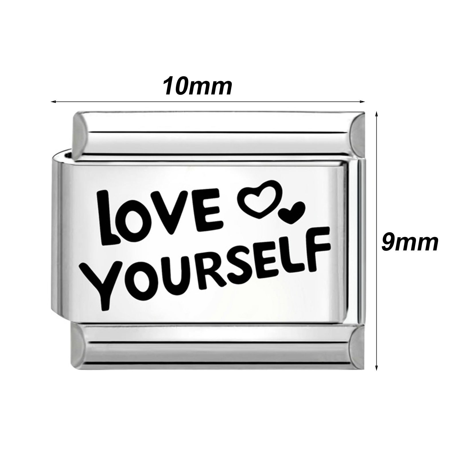 Изображение 1 ШТ 304 Нержавеющая Сталь Стильный Очаровательный итальянский браслет со звеньями Изготовление ювелирных изделий своими руками Серебряный Тон Черный Прямоугольник 10мм x 9мм