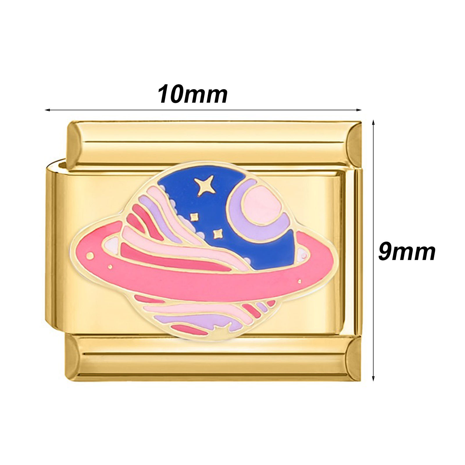 Picture of 304 Stainless Steel Stylish Italian Charm Links For DIY Bracelet Jewelry Making Gold Plated Rectangle Heart 10mm x 9mm