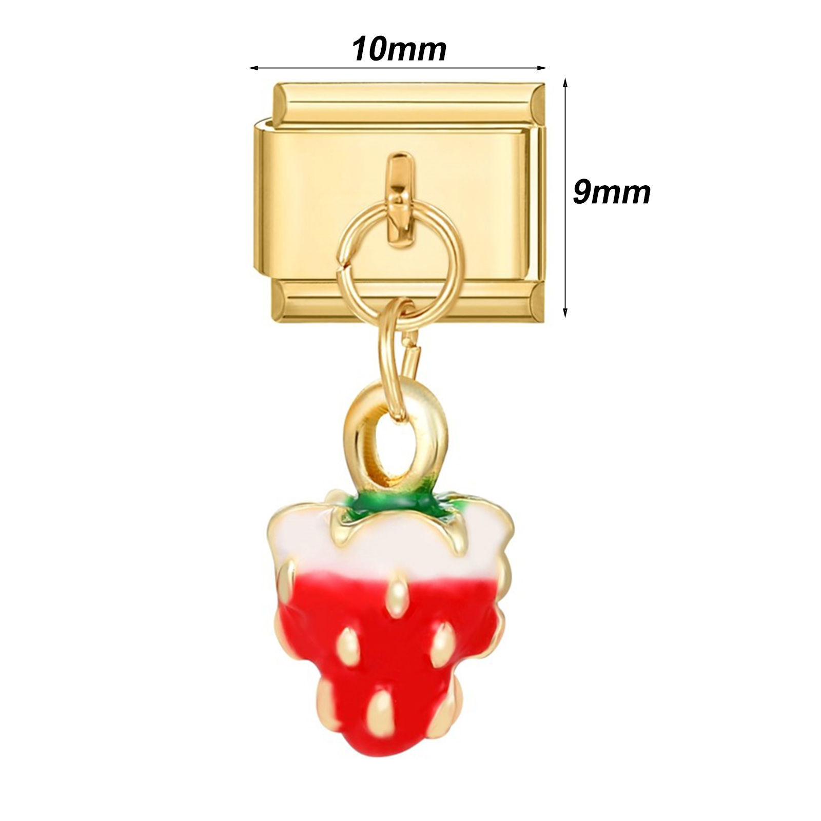 Bild von 304 Stainless Steel Stylish Italian Charm Links For DIY Bracelet Jewelry Making Gold Plated Rectangle With Pendant 10mm x 9mm