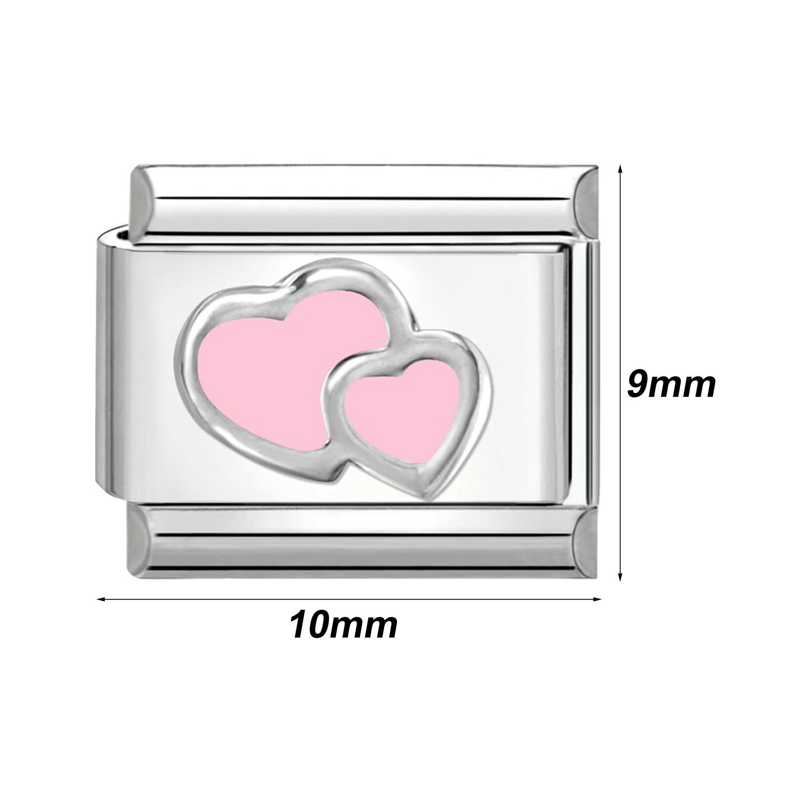 Picture of 304 Stainless Steel Italian Charm Links For DIY Bracelet Jewelry Making Silver Tone Multicolor Enamel Rectangle 10mm x 9mm