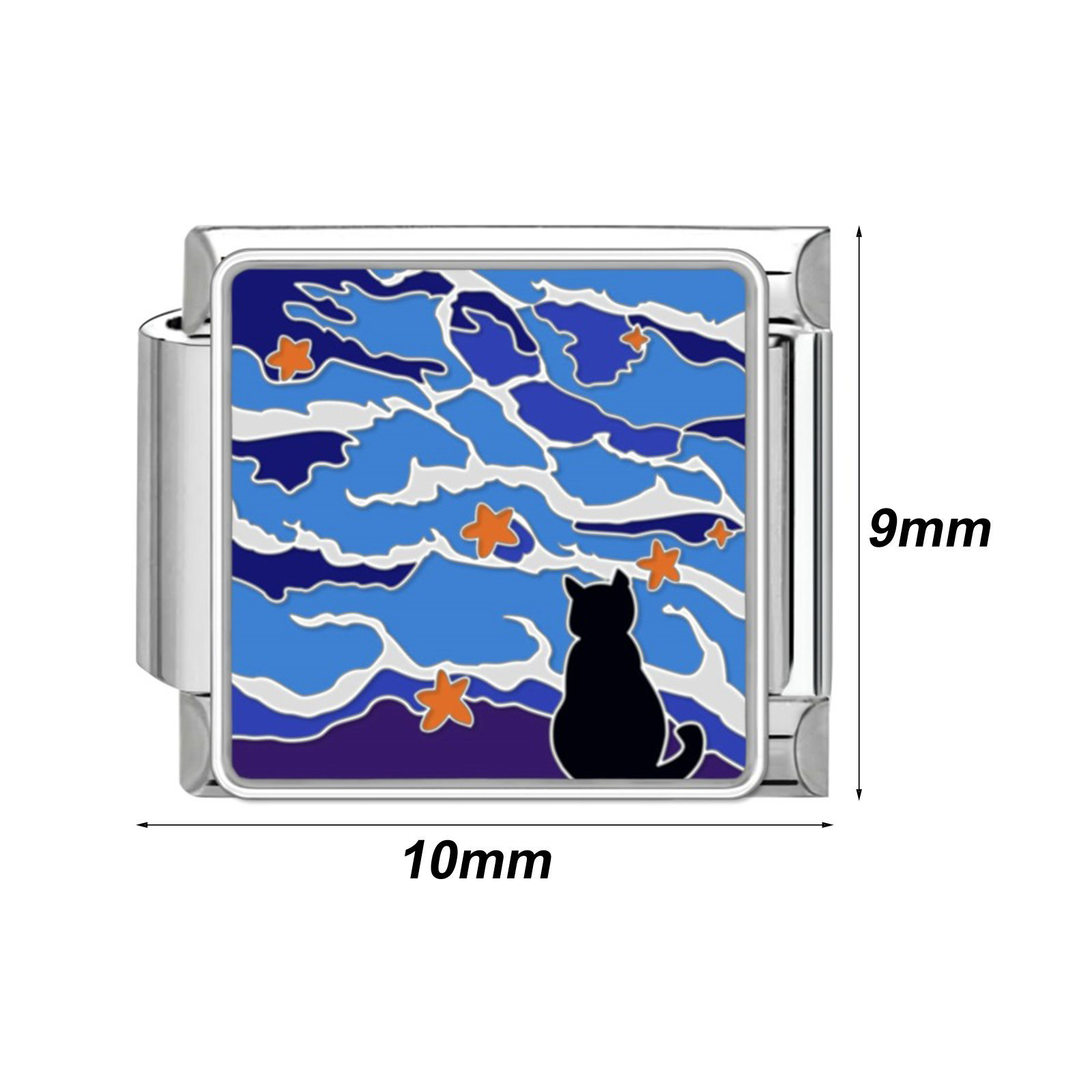 Imagen de 304 Stainless Steel Italian Charm Links For DIY Bracelet Jewelry Making Silver Tone Rectangle Animal 10mm x 9mm