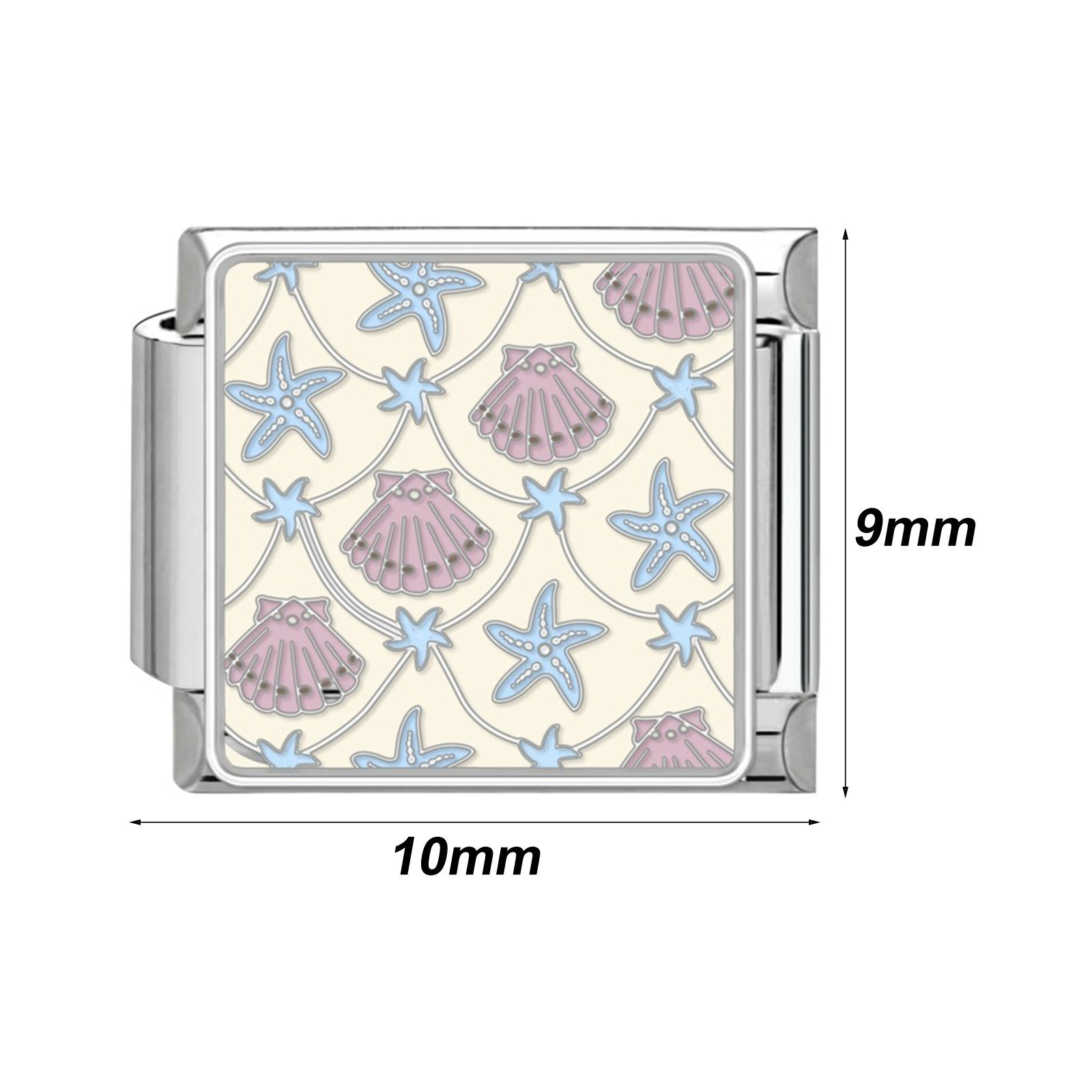 Изображение 304 Stainless Steel Italian Charm Links For DIY Bracelet Jewelry Making Silver Tone Rectangle 10mm x 9mm