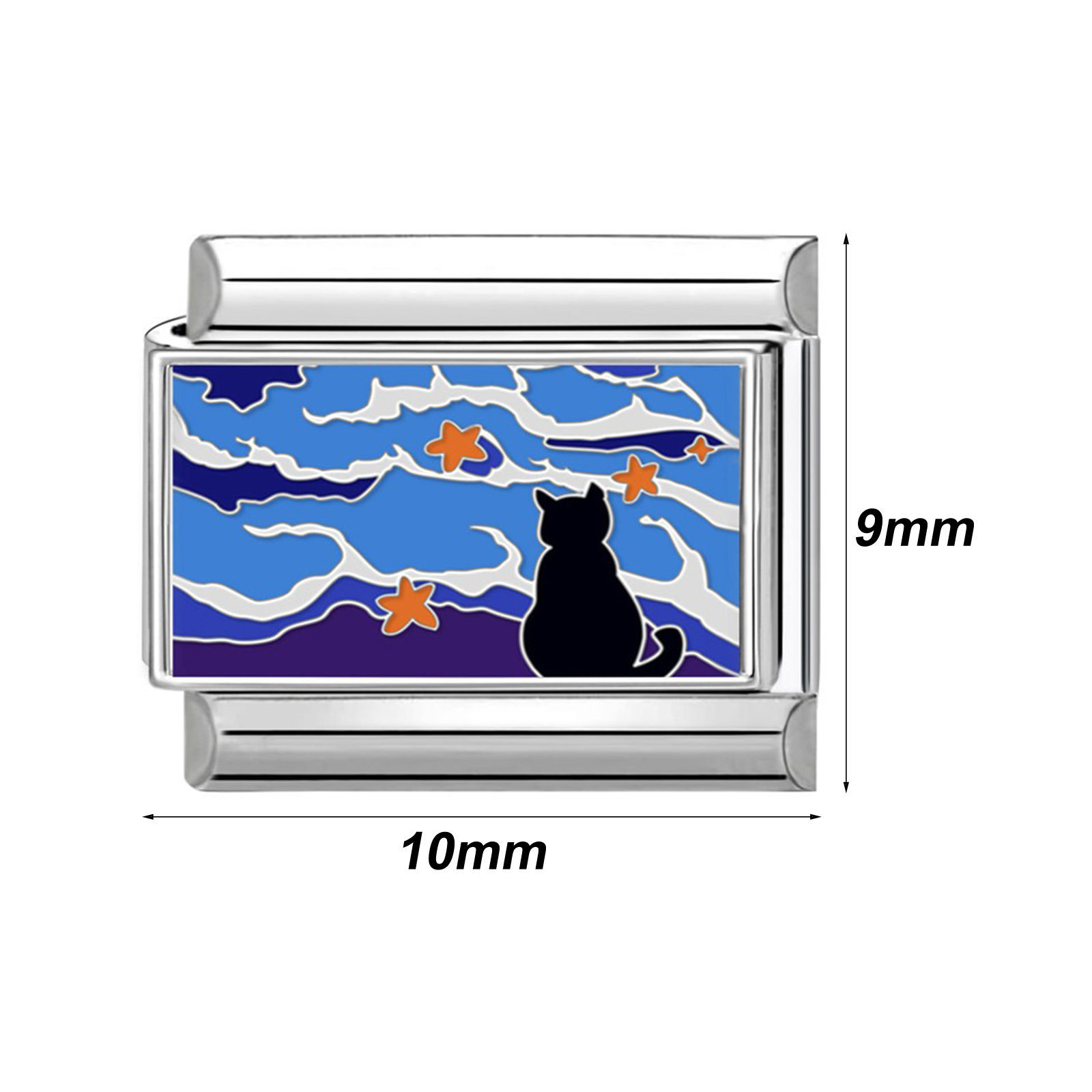 Image de 1 Pièce Bracelet à Maillons Breloques Italiens Accessories de Fabrication de Bracelets Bijoux DIY en 304 Acier Inoxydable Argent Mat Rectangle Fleurs 10mm x 9mm