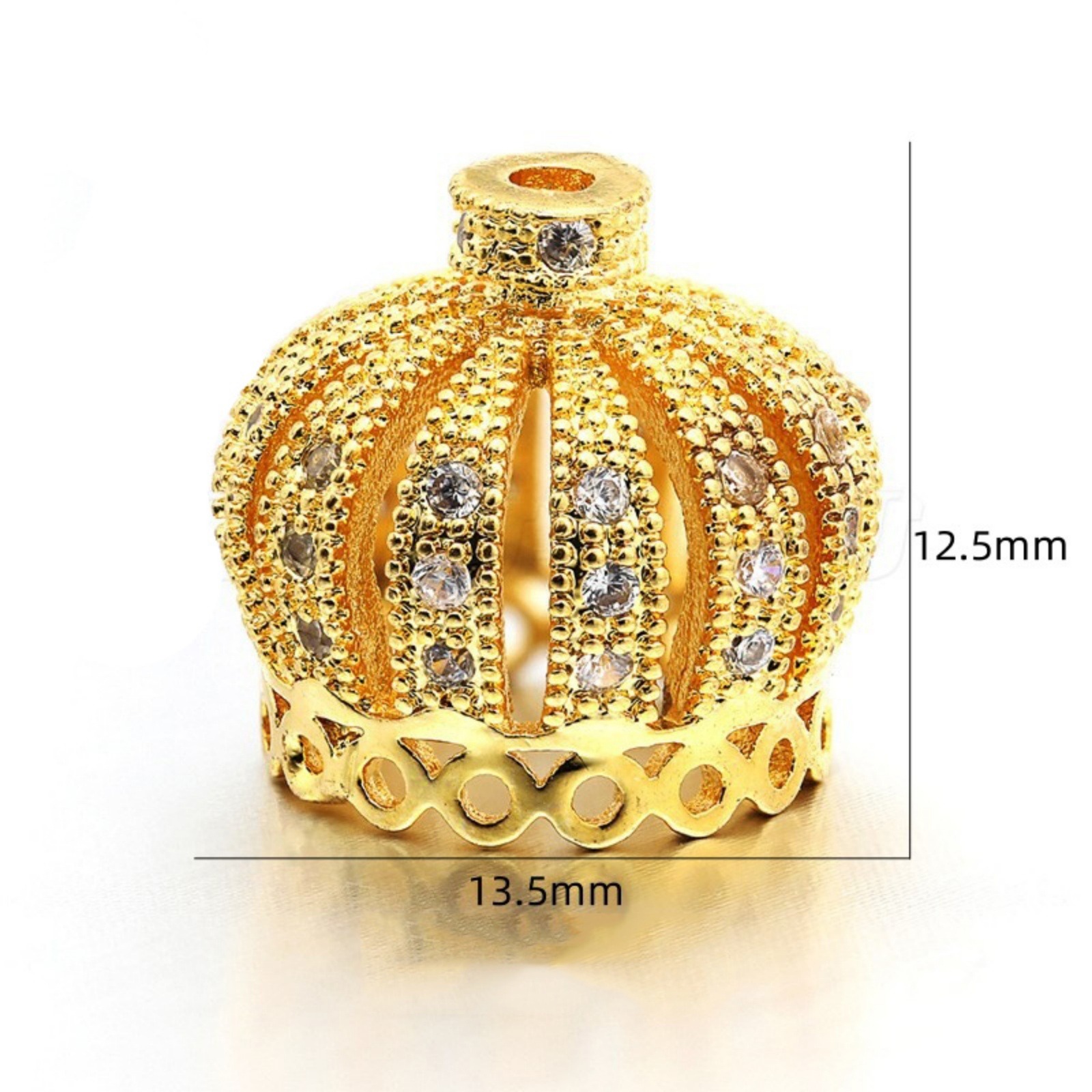 Bild von Umweltfreundlich Messing Quaste Perlkappe Kaiserkrone Bunt Micro Pave Klar Zirkonia 14mm x 13mm