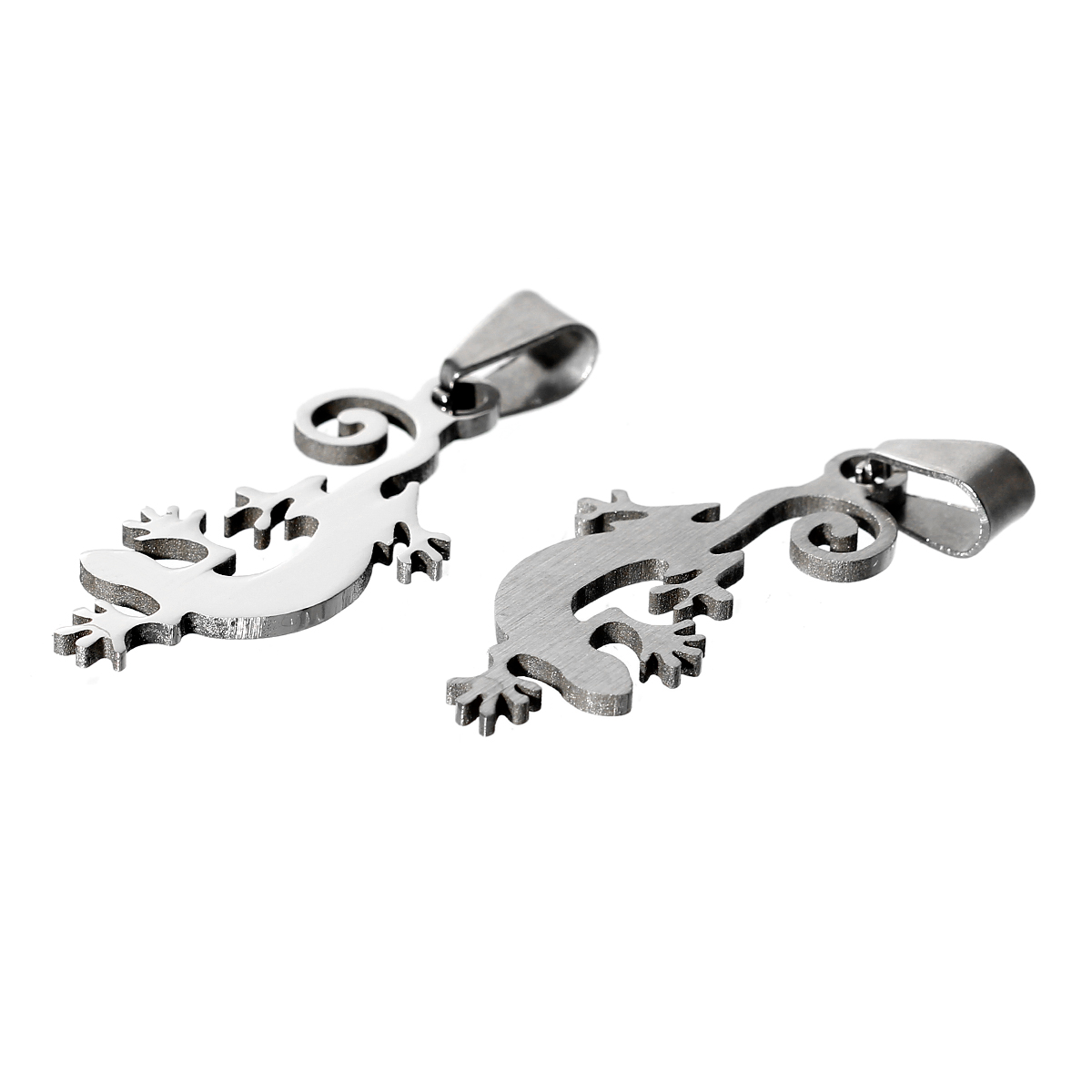 304ステンレス鋼 チャーム ペンダント 動物 トカゲ シルバートーン 44mmx 16mm、 2 個 の画像