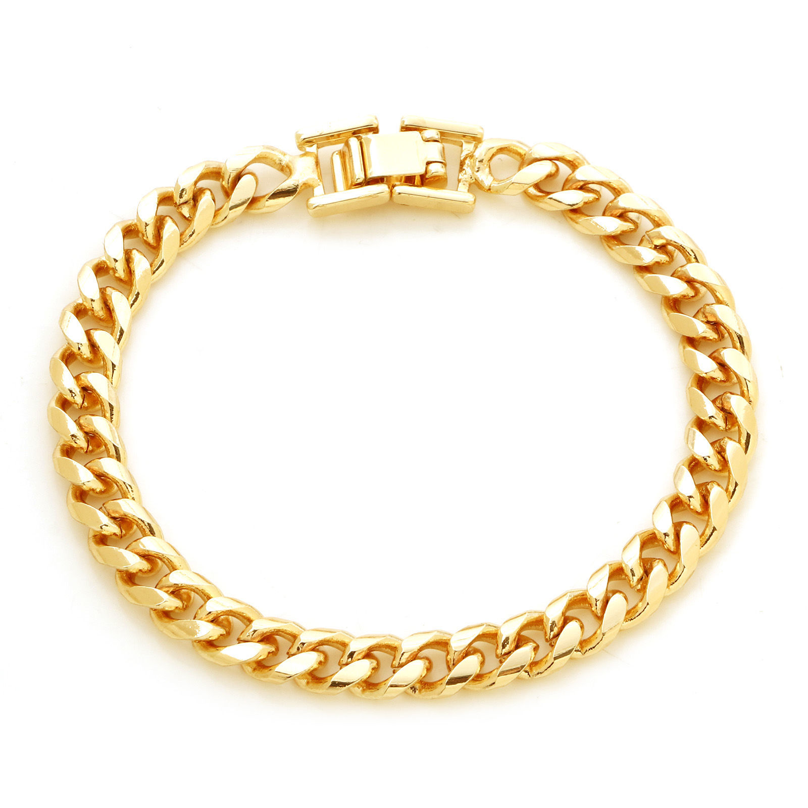 Picture of Brass Simple Chain Bracelets Real Gold Plated 17.5cm(6 7/8") long,