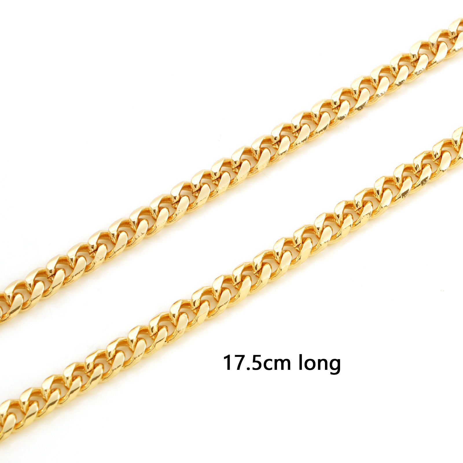 Picture of Brass Simple Chain Bracelets Real Gold Plated 17.5cm(6 7/8") long,