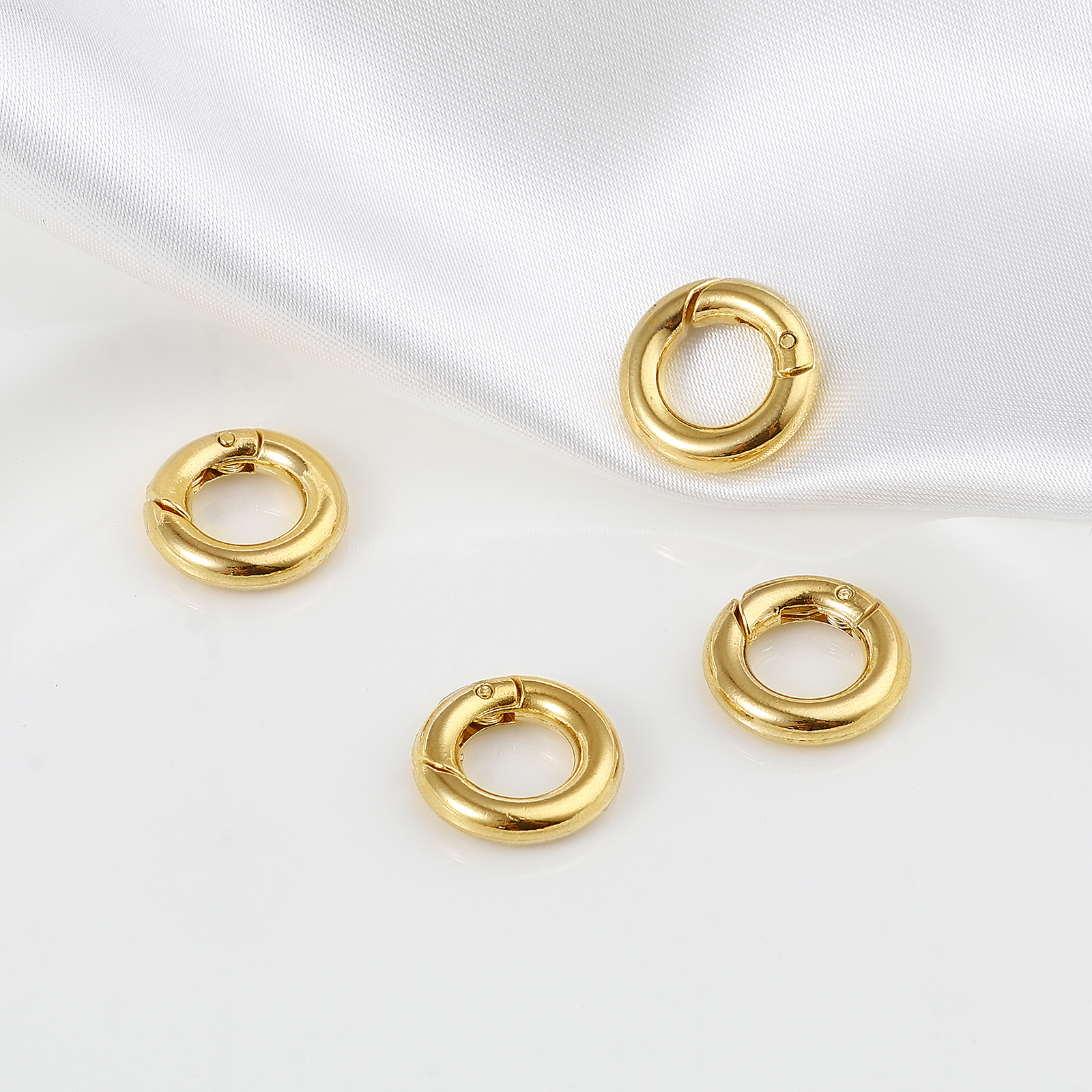 Immagine di Ottone Anelli di Sicurezza 18K Vero Oro Placcato Anello 15mm Dia, 2 Pz