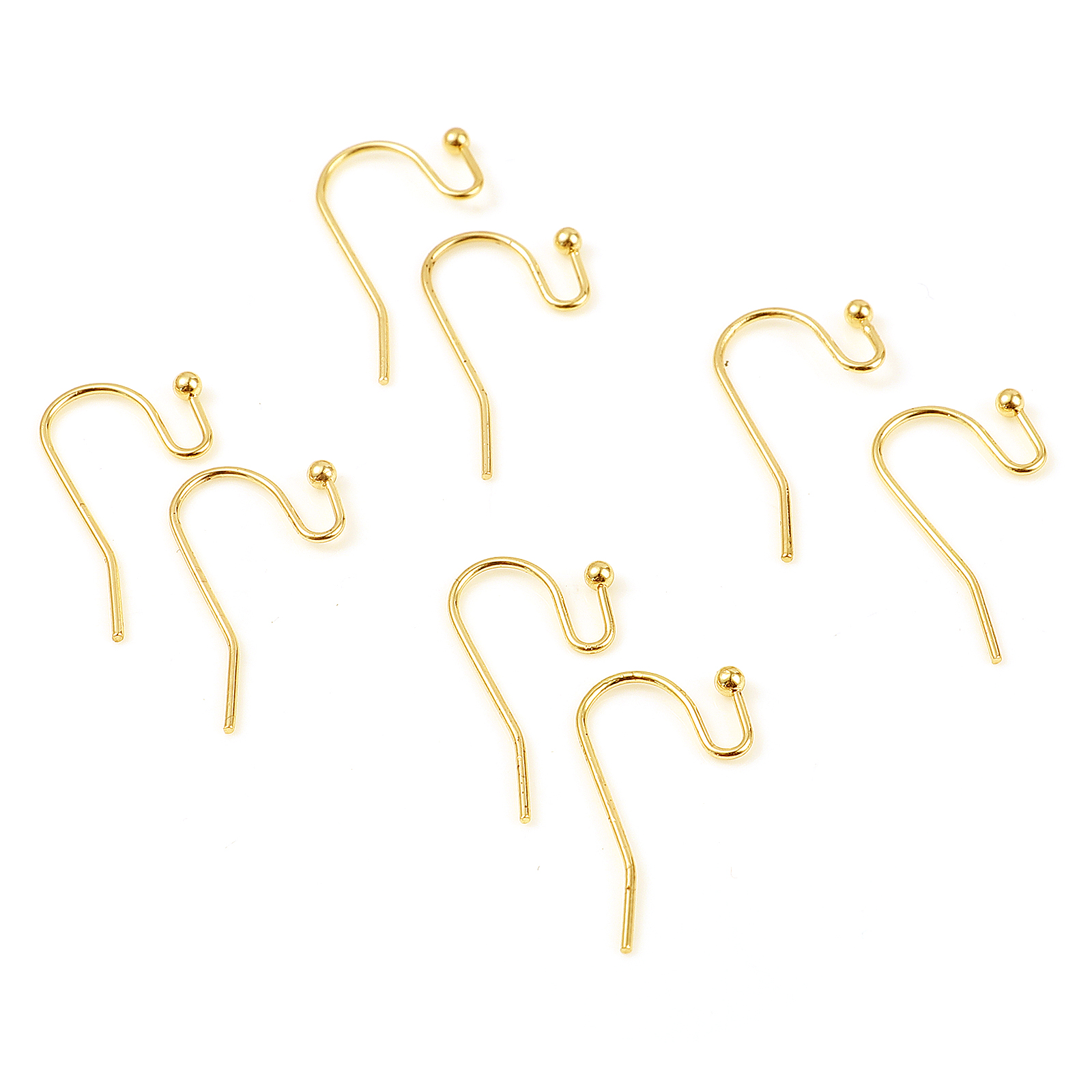 Immagine di Ottone Ganci per Orecchini 18K Vero Oro Placcato 22mm x 11mm, Dimensione di Posta / Cavo: (20 misura), 20 Pz