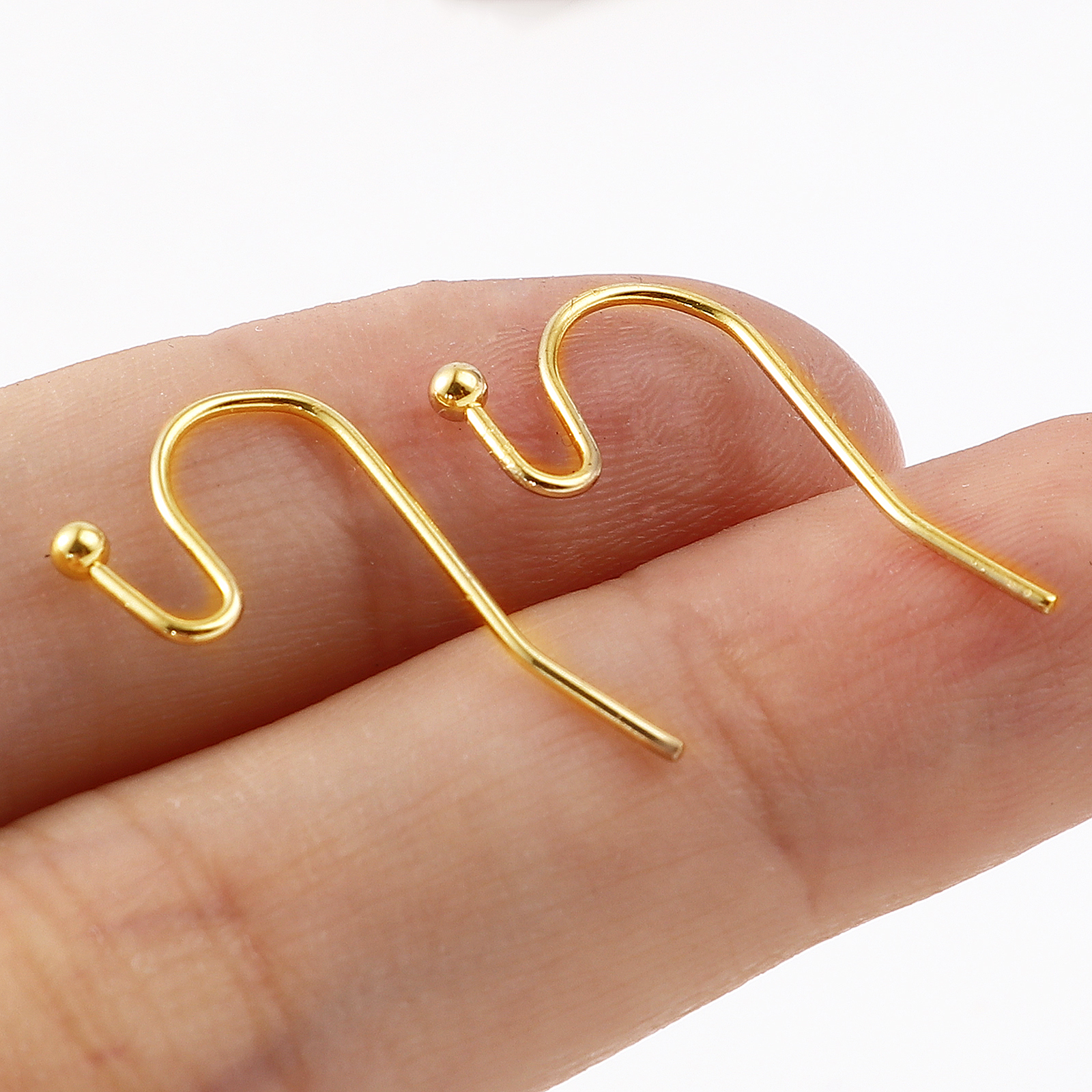 Immagine di Ottone Ganci per Orecchini 18K Vero Oro Placcato 22mm x 11mm, Dimensione di Posta / Cavo: (20 misura), 20 Pz