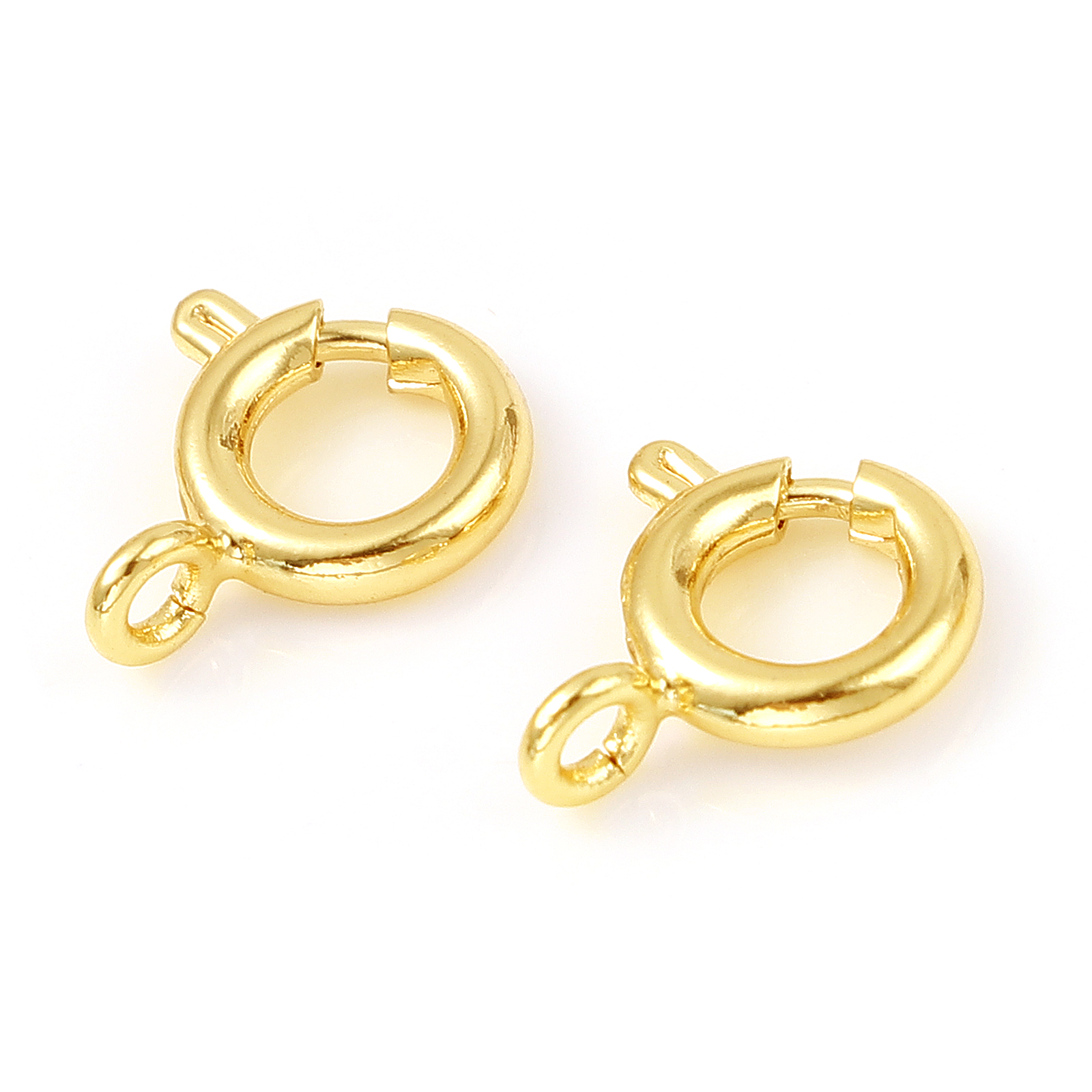 Bild von Messing Federringverschluss 18K Echtgold plattiert Rund 10mm x 8mm, 5 Stück