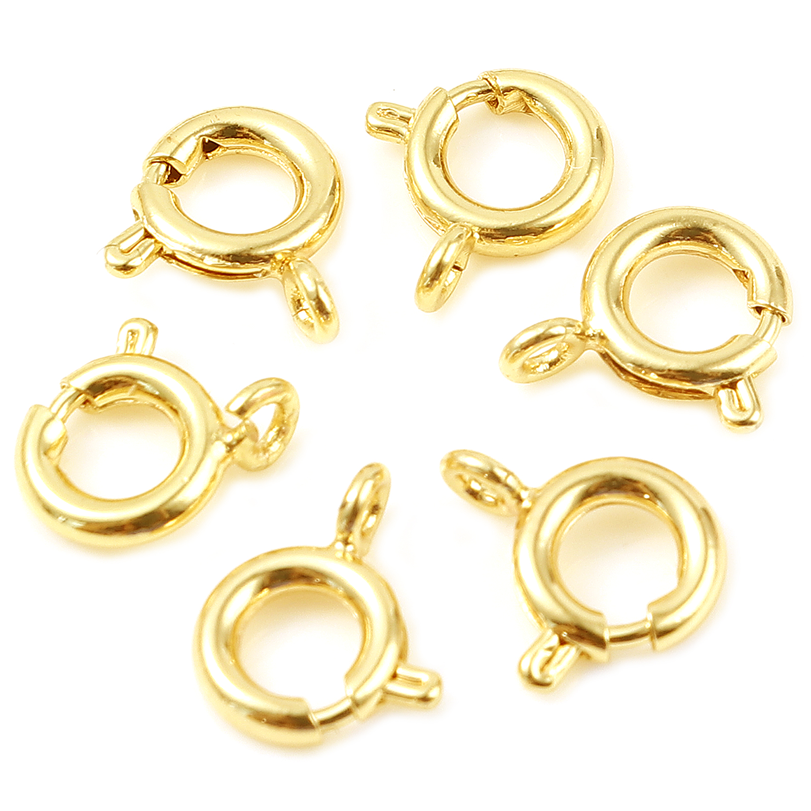Bild von Messing Federringverschluss 18K Echtgold plattiert Rund 10mm x 8mm, 5 Stück