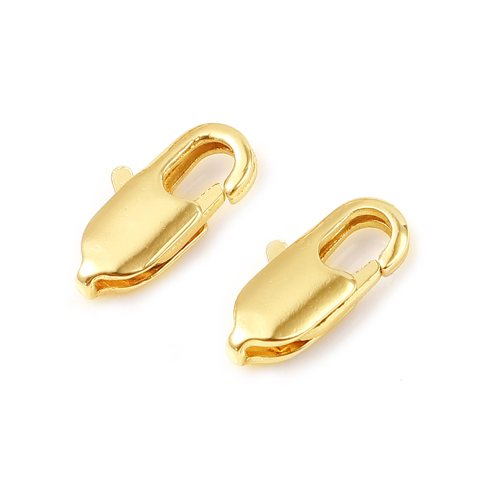 Image de Fermoir Mousqueton en Laiton Plaqué Or Véritable 18K Placage 10mm x 5mm, 5 Pcs