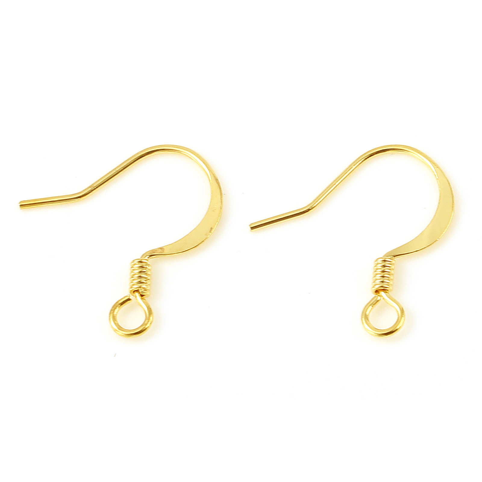 Picture of Brass Ear Wire Hooks Earring 18K Real Gold Plated Plating 16mm x 16mm, Post/ Wire Size: (21 gauge), 20 PCs