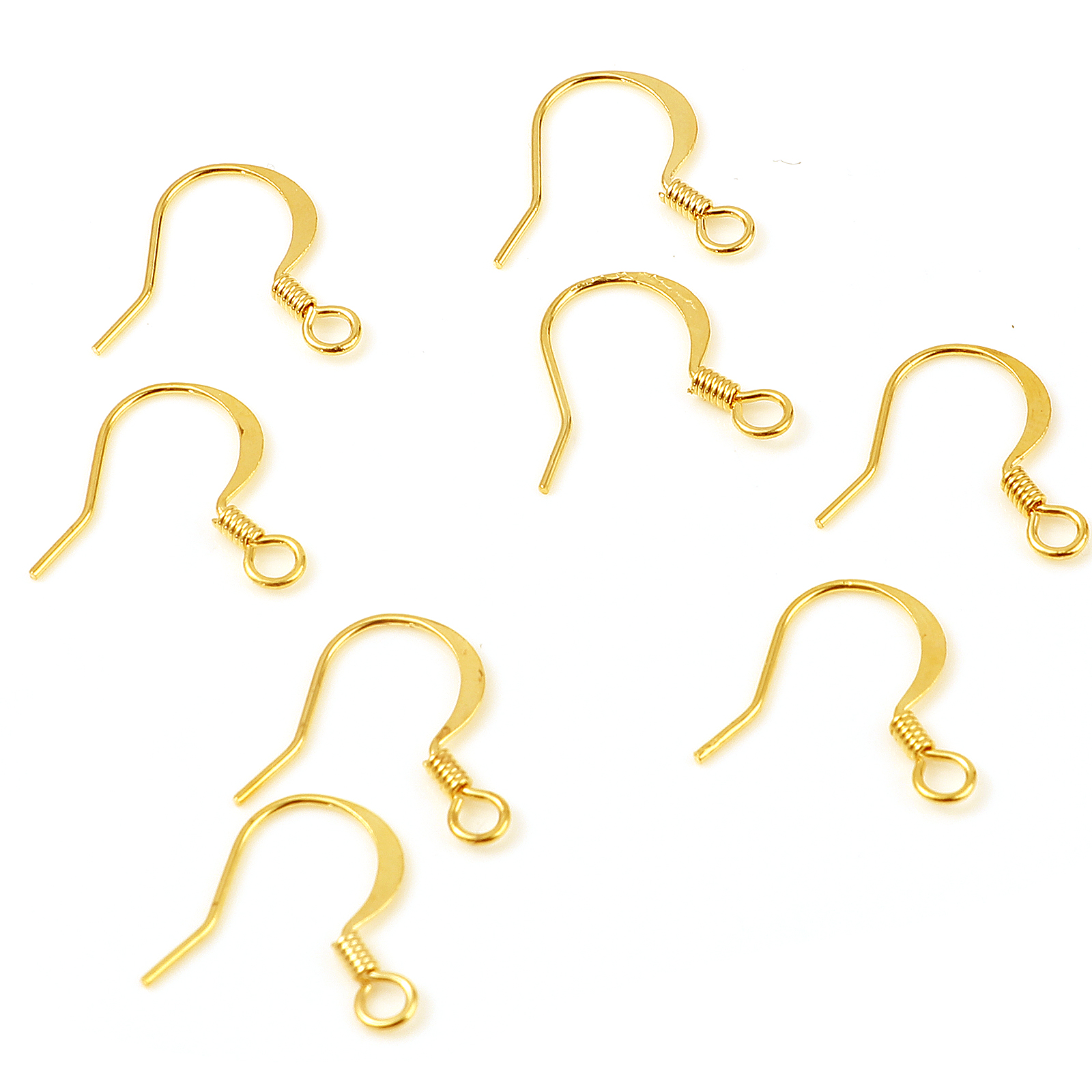 Picture of Brass Ear Wire Hooks Earring 18K Real Gold Plated Plating 16mm x 16mm, Post/ Wire Size: (21 gauge), 20 PCs
