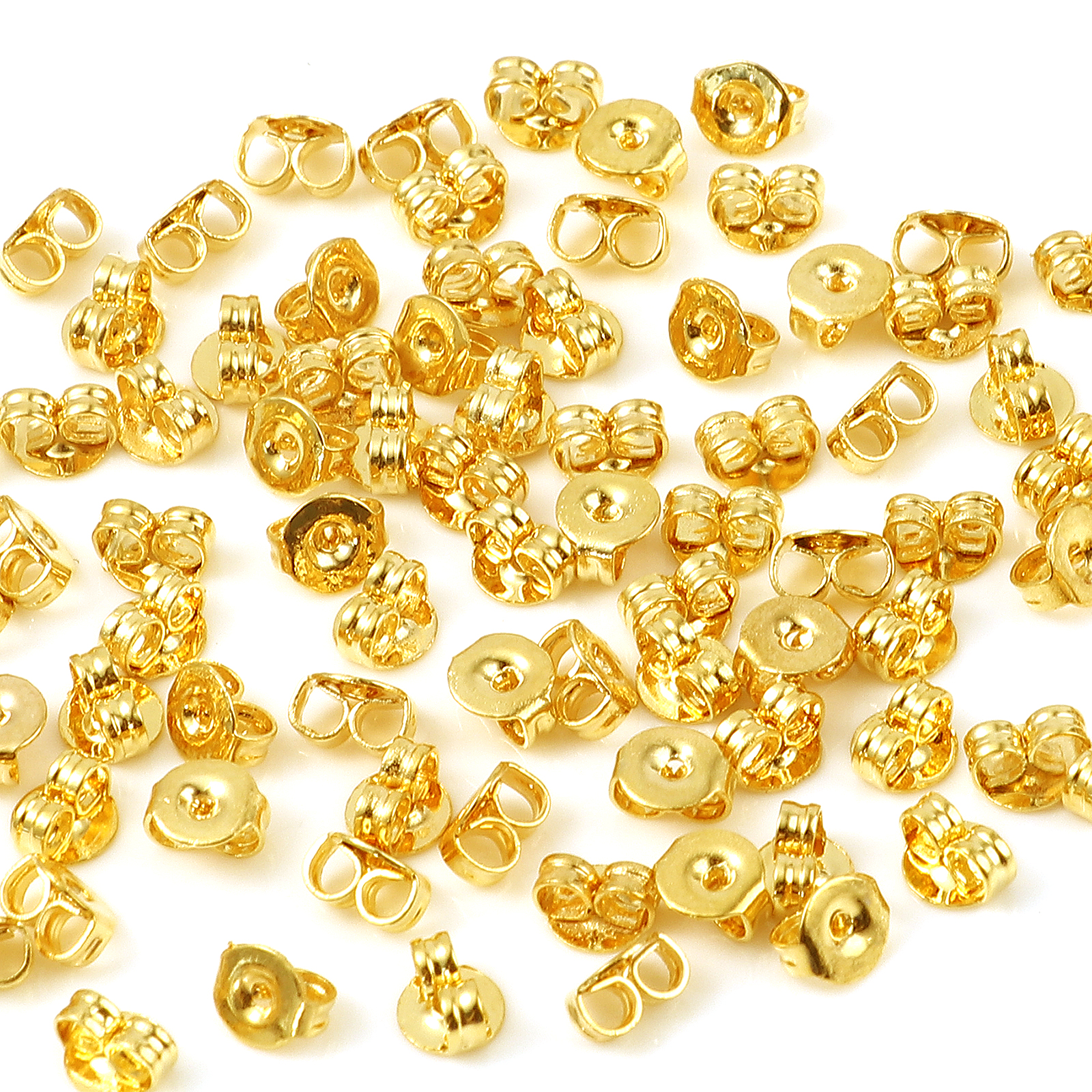 Bild von Messing Ohrring Ohrstecker 18K Echtgold plattiert Rund Plattiert 5mm Durchmesser, 20 Stück