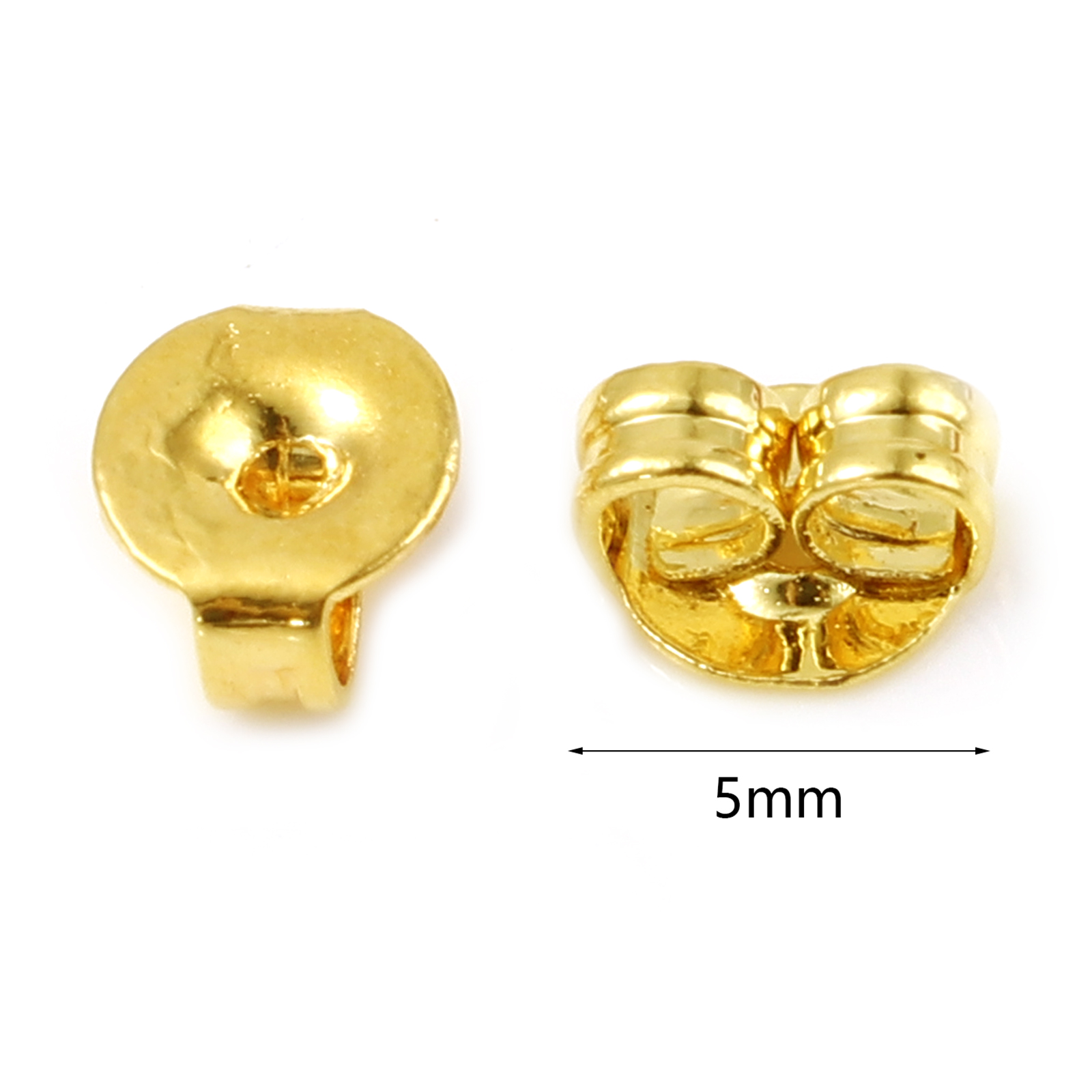 Bild von Messing Ohrring Ohrstecker 18K Echtgold plattiert Rund Plattiert 5mm Durchmesser, 20 Stück