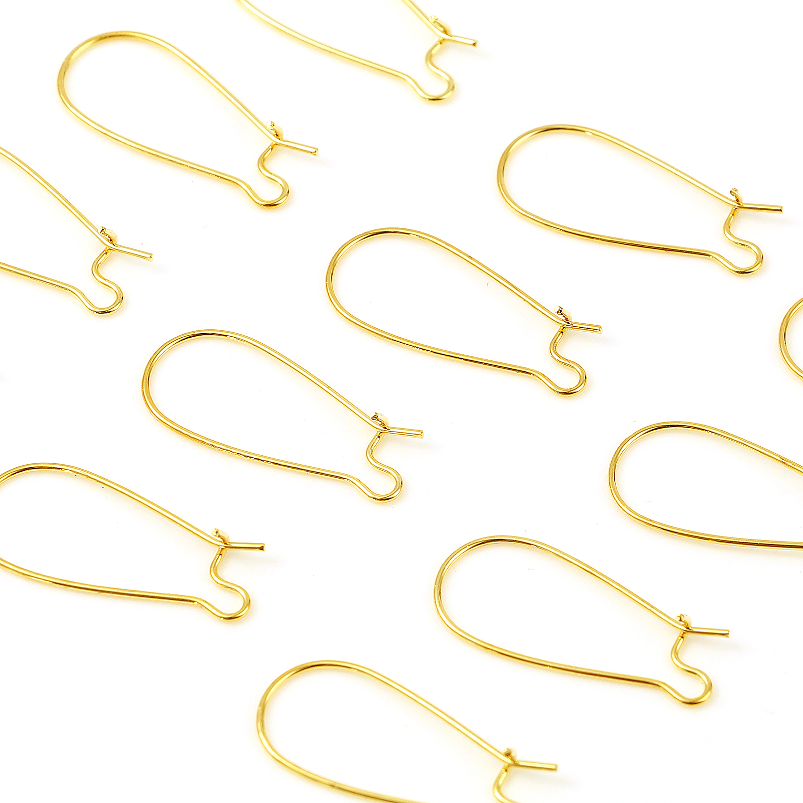 Immagine di Ottone orecchino cerchio 18K Vero Oro Placcato A Forma di U W/ Loop 25mm x 11mm, Dimensione di Posta / Cavo: (21 misura), 10 Pz