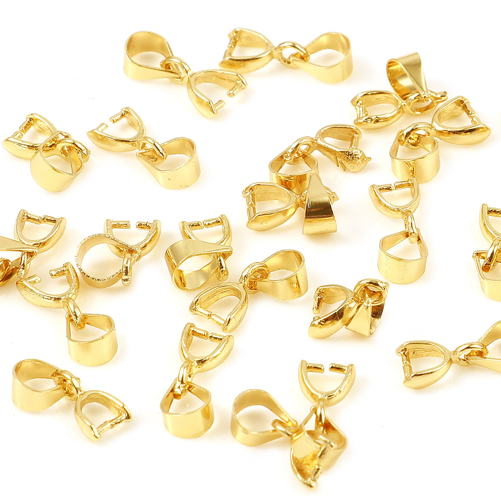 Bild von Messing Collierschlaufe Anhängerschlauf​e 18K Echtgold plattiert Plattiert 12mm x 3mm, 10 Stück