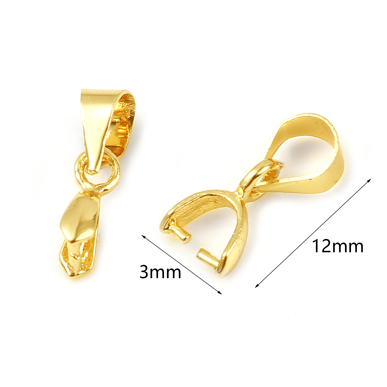 Bild von Messing Collierschlaufe Anhängerschlauf​e 18K Echtgold plattiert Plattiert 12mm x 3mm, 10 Stück