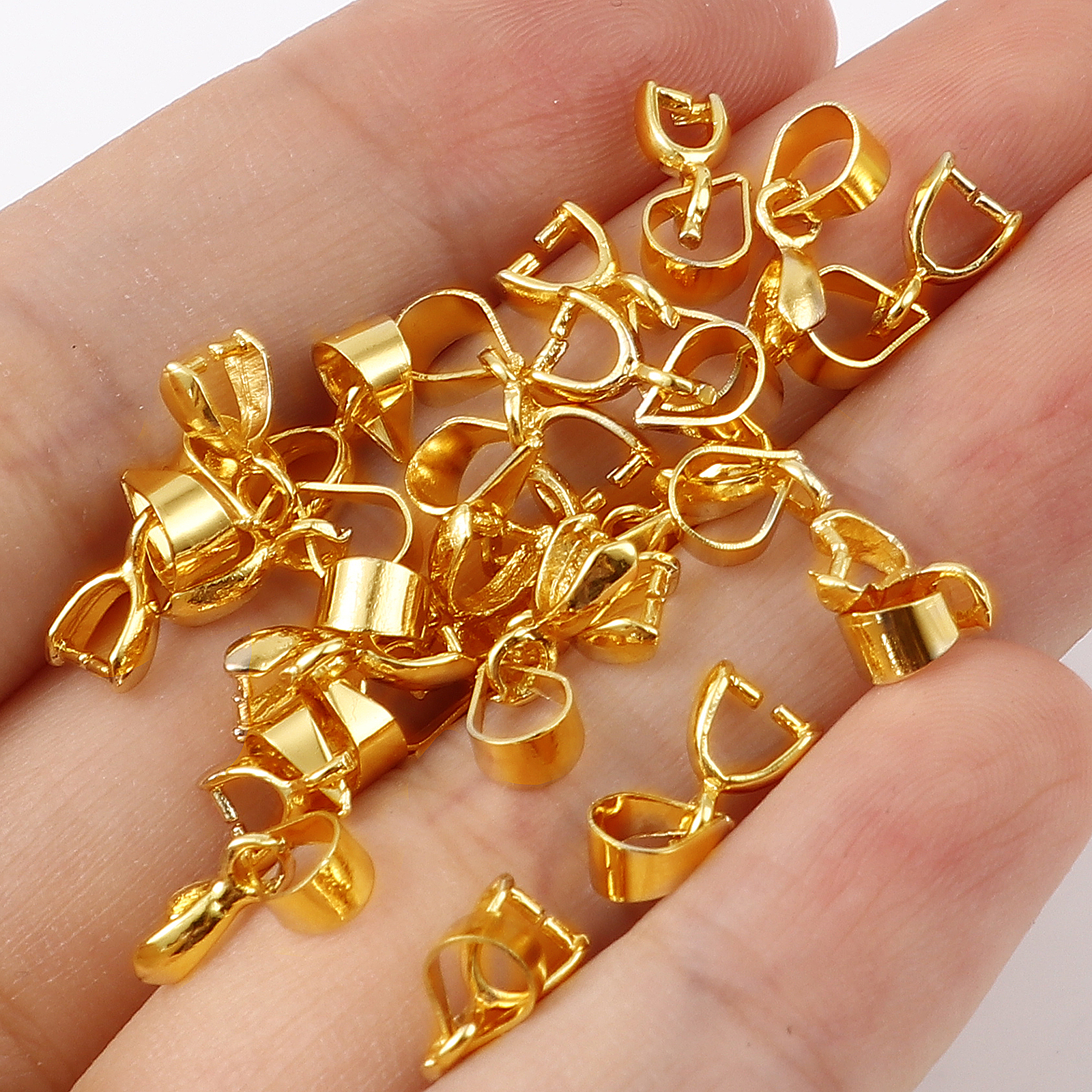 Bild von Messing Collierschlaufe Anhängerschlauf​e 18K Echtgold plattiert Plattiert 12mm x 3mm, 10 Stück