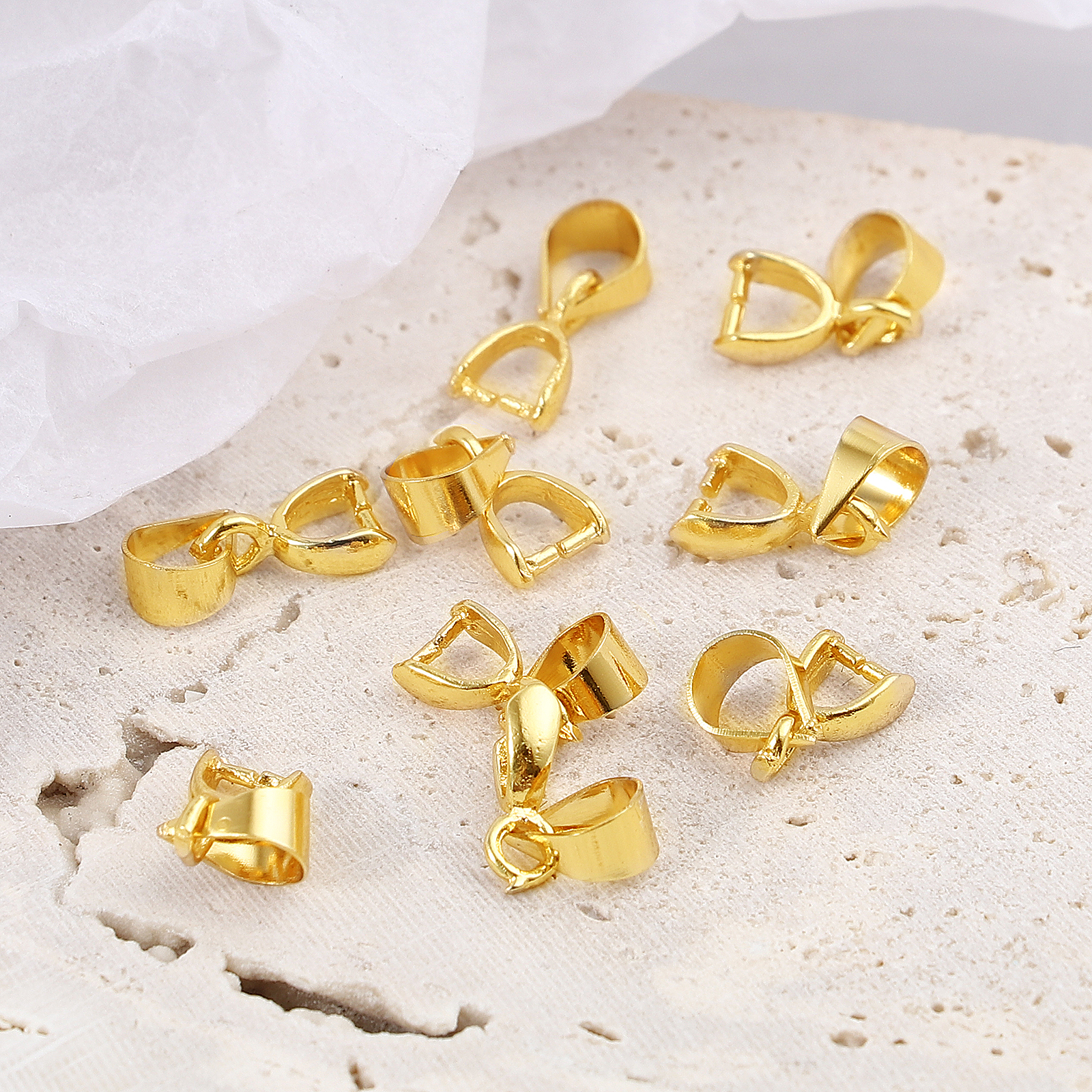 Bild von Messing Collierschlaufe Anhängerschlauf​e 18K Echtgold plattiert Plattiert 12mm x 3mm, 10 Stück