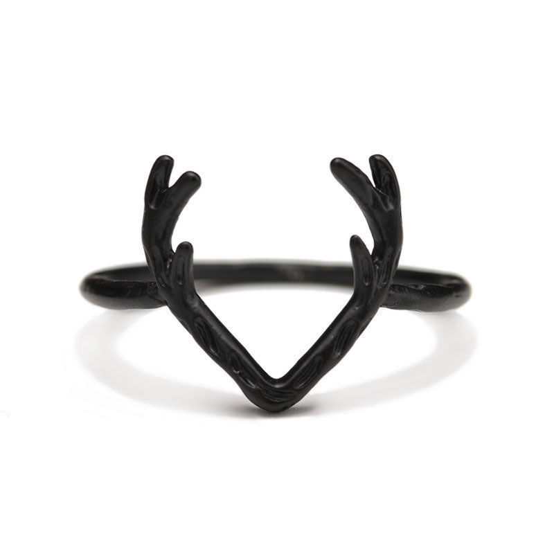 Bild von Messing Weihnachten Uneinstellbar Ring Schwarz Geweih 17.3mm（US Größe:7), 1 Stück