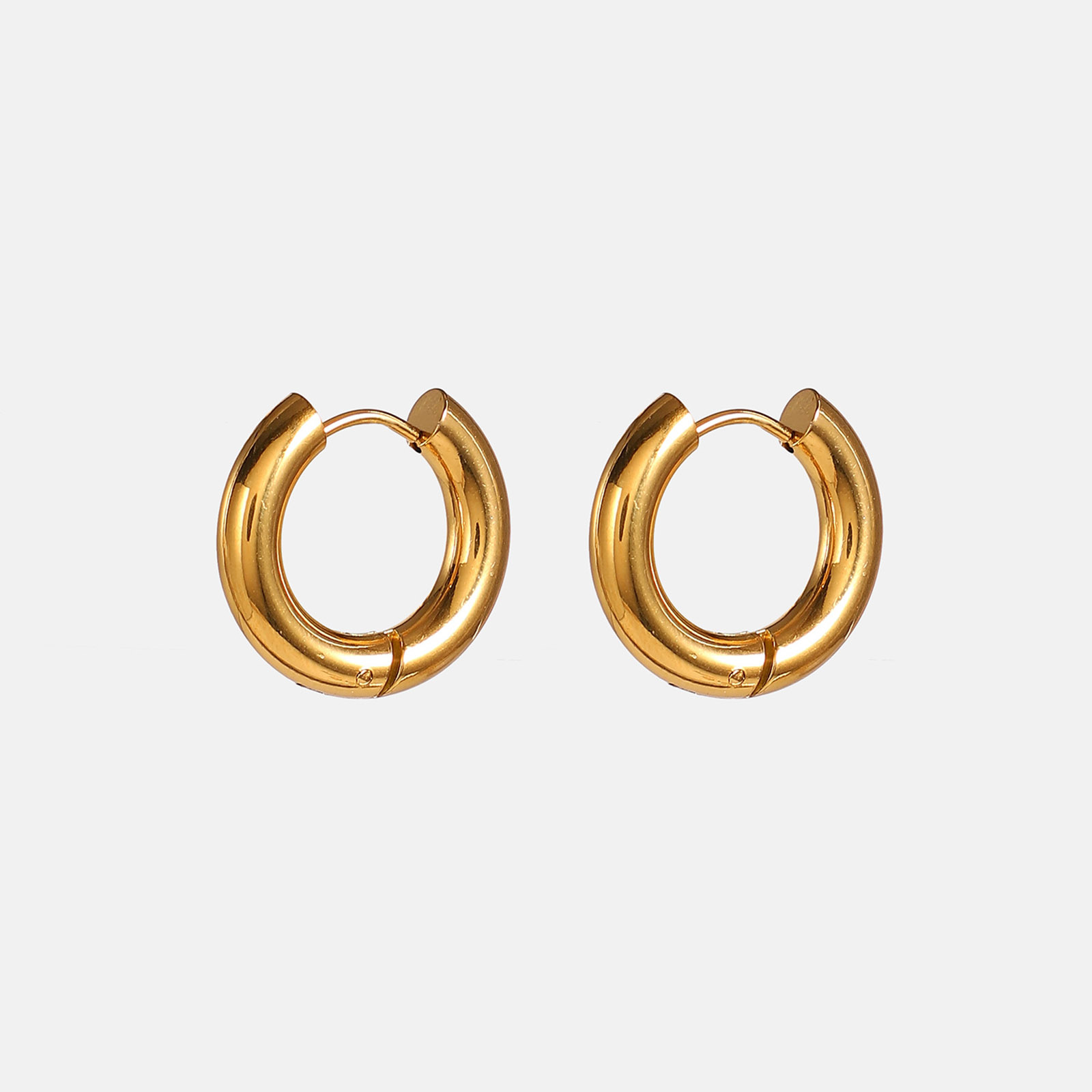 Picture of 1 Pair Vacuum Plating Simple & Casual Stylish 18K Gold Plated 304 Stainless Steel Circle Ring Hoop Earrings For Women Party 18.9mm x 12mm