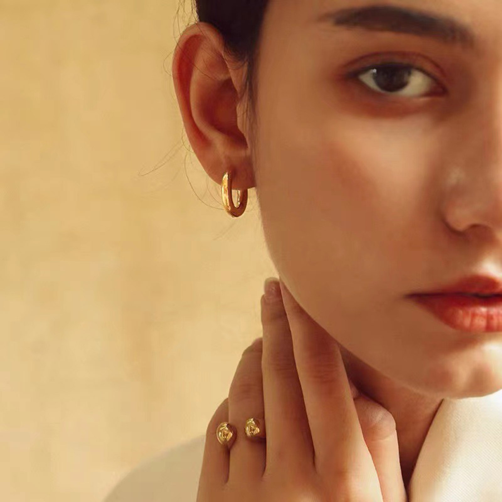 Picture of 1 Pair Vacuum Plating Simple & Casual Stylish 18K Gold Plated 304 Stainless Steel Circle Ring Hoop Earrings For Women Party 18.9mm x 12mm