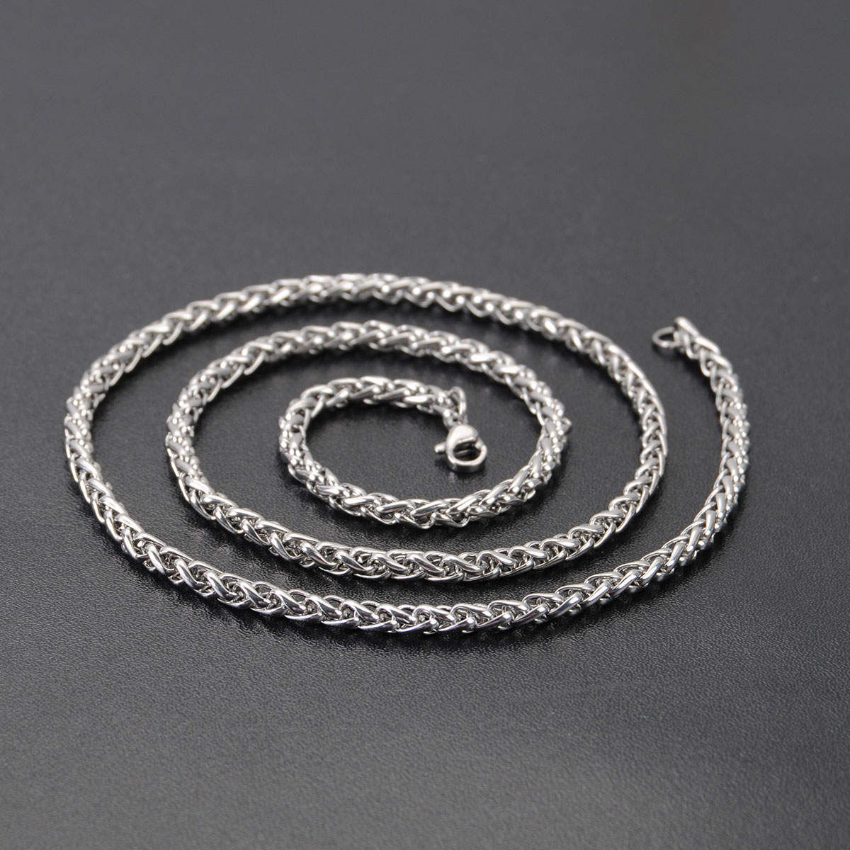 Bild von 316L Edelstahl Fuchsschwanzkette Kette Halskette Silberfarbe 50cm lang, Kettengröße: 4mm, 1 Strang