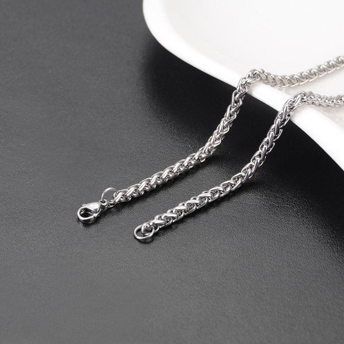 Bild von 316L Edelstahl Fuchsschwanzkette Kette Halskette Silberfarbe 50cm lang, Kettengröße: 4mm, 1 Strang